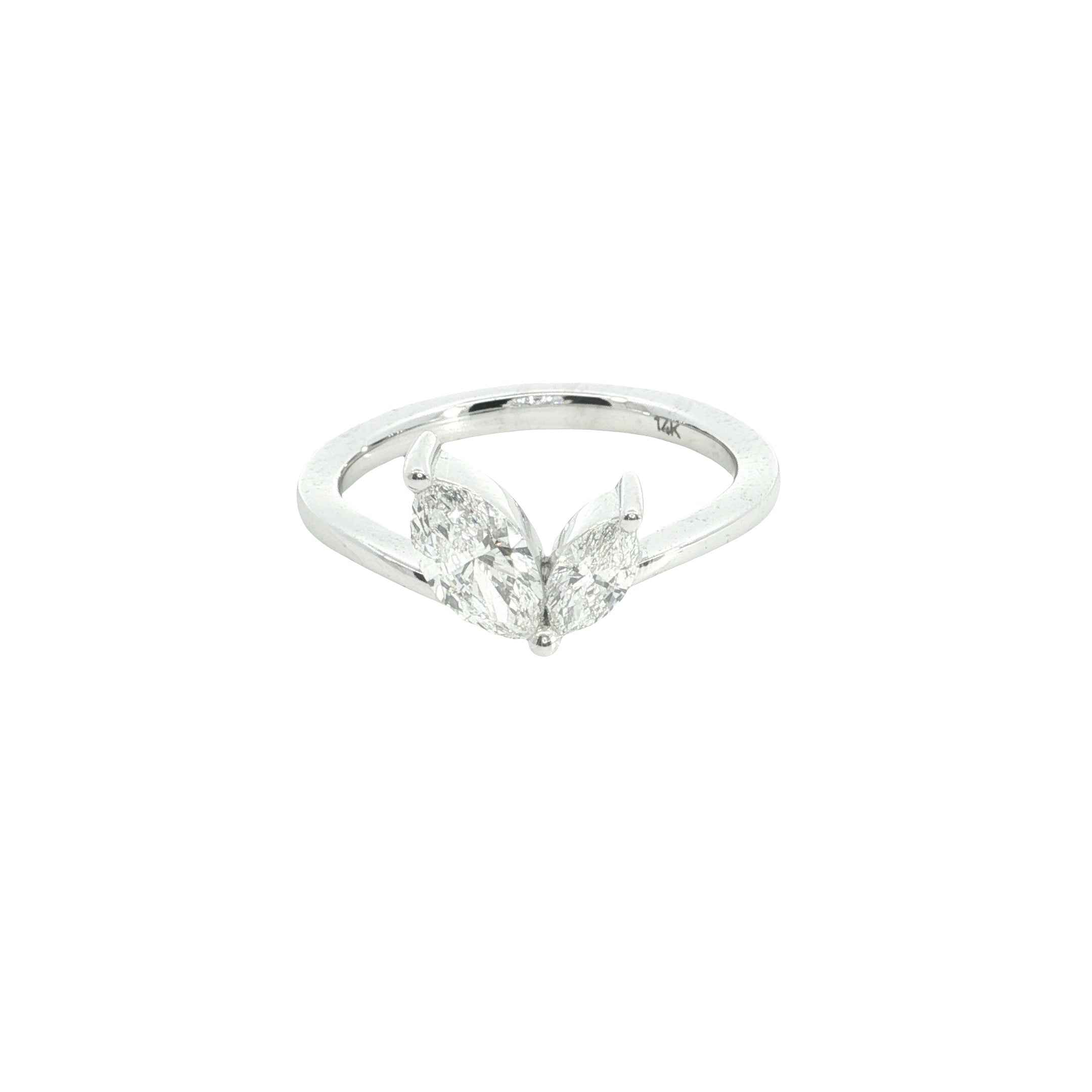 Two Marquise Cut Lab grown Diamond Engagement Ring