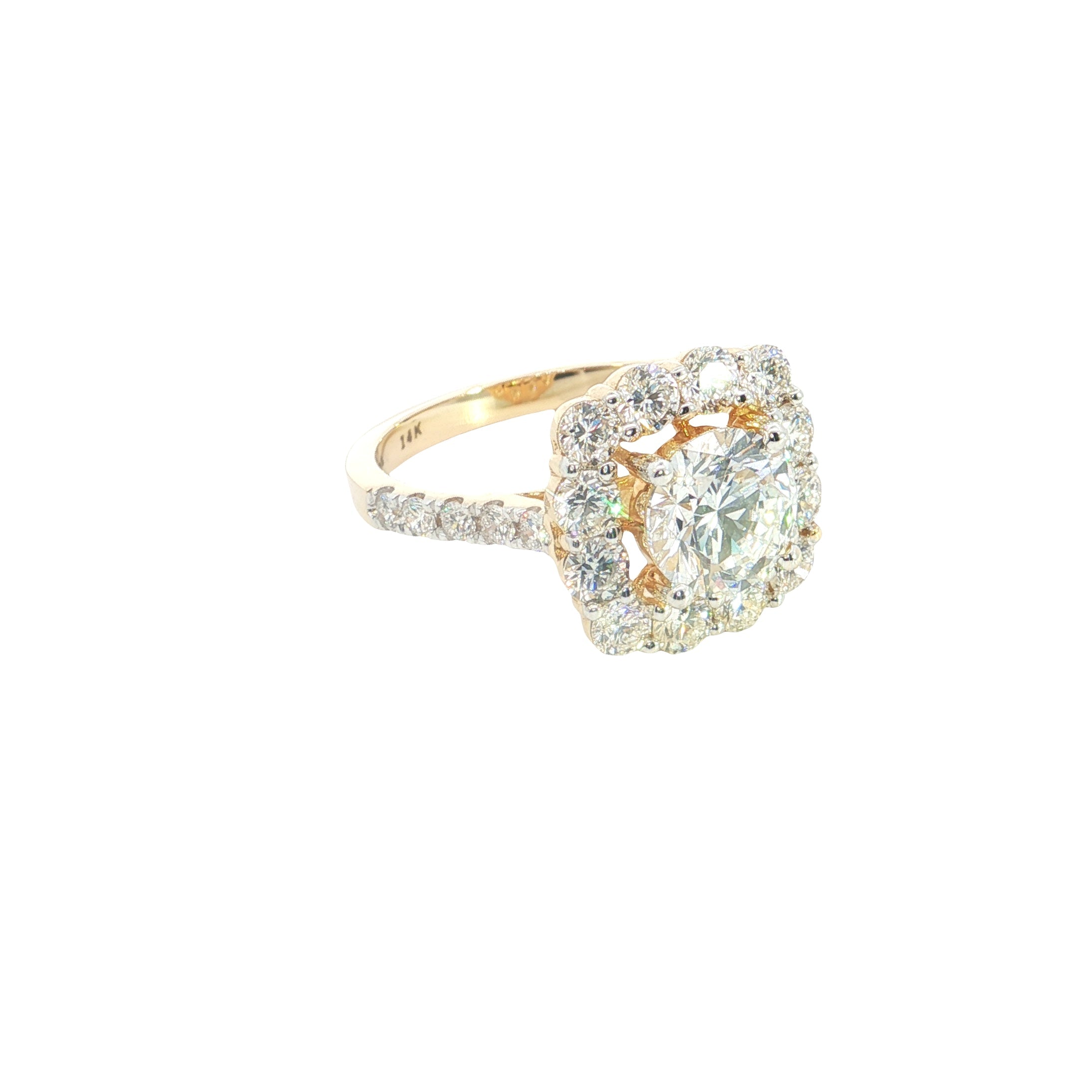 Halo Round Brilliant Cut Lab grown Diamond Engagement Ring