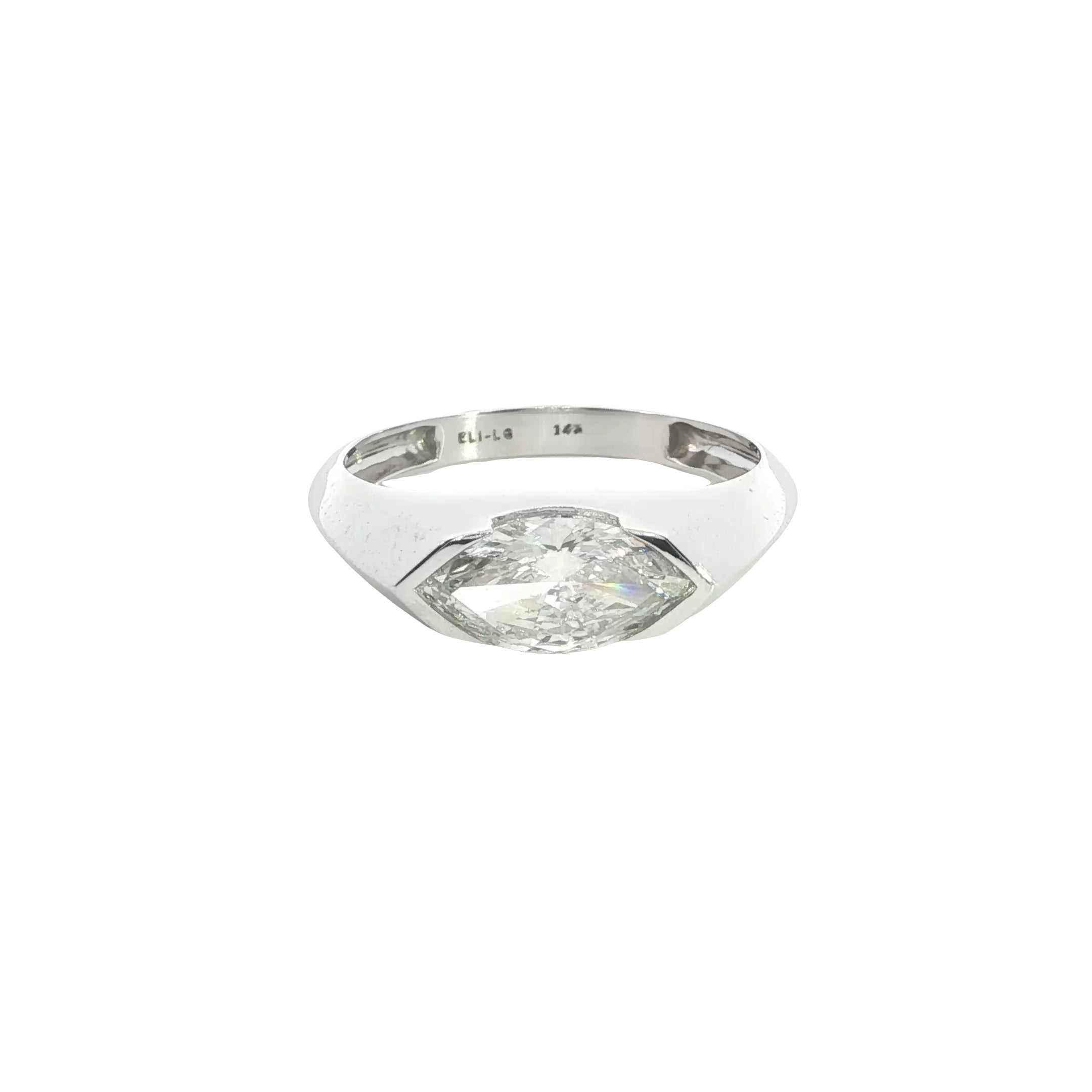 Bezel Prong set Marquise Cut Lab grown Diamond Classic Solitaire Engagement Ring