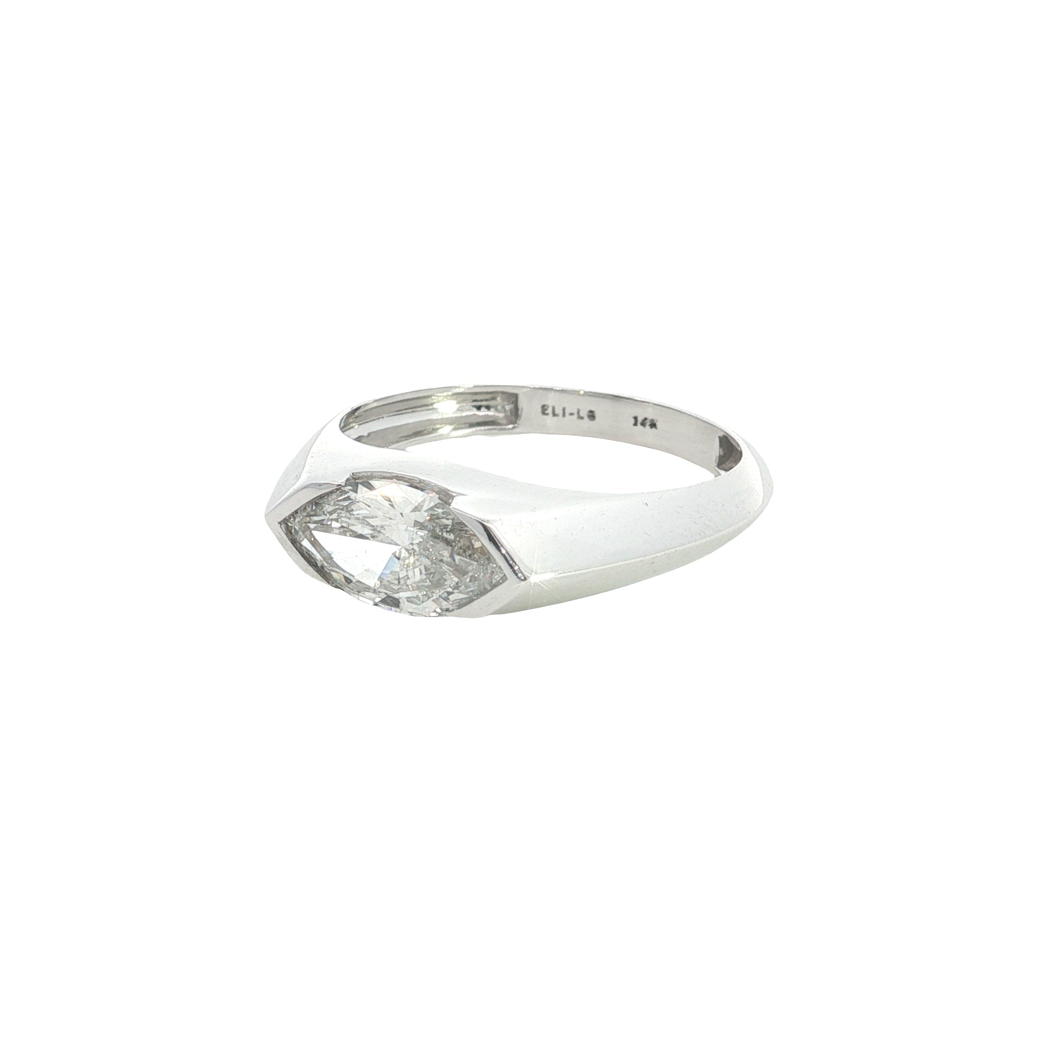 Bezel Prong set Marquise Cut Lab grown Diamond Classic Solitaire Engagement Ring