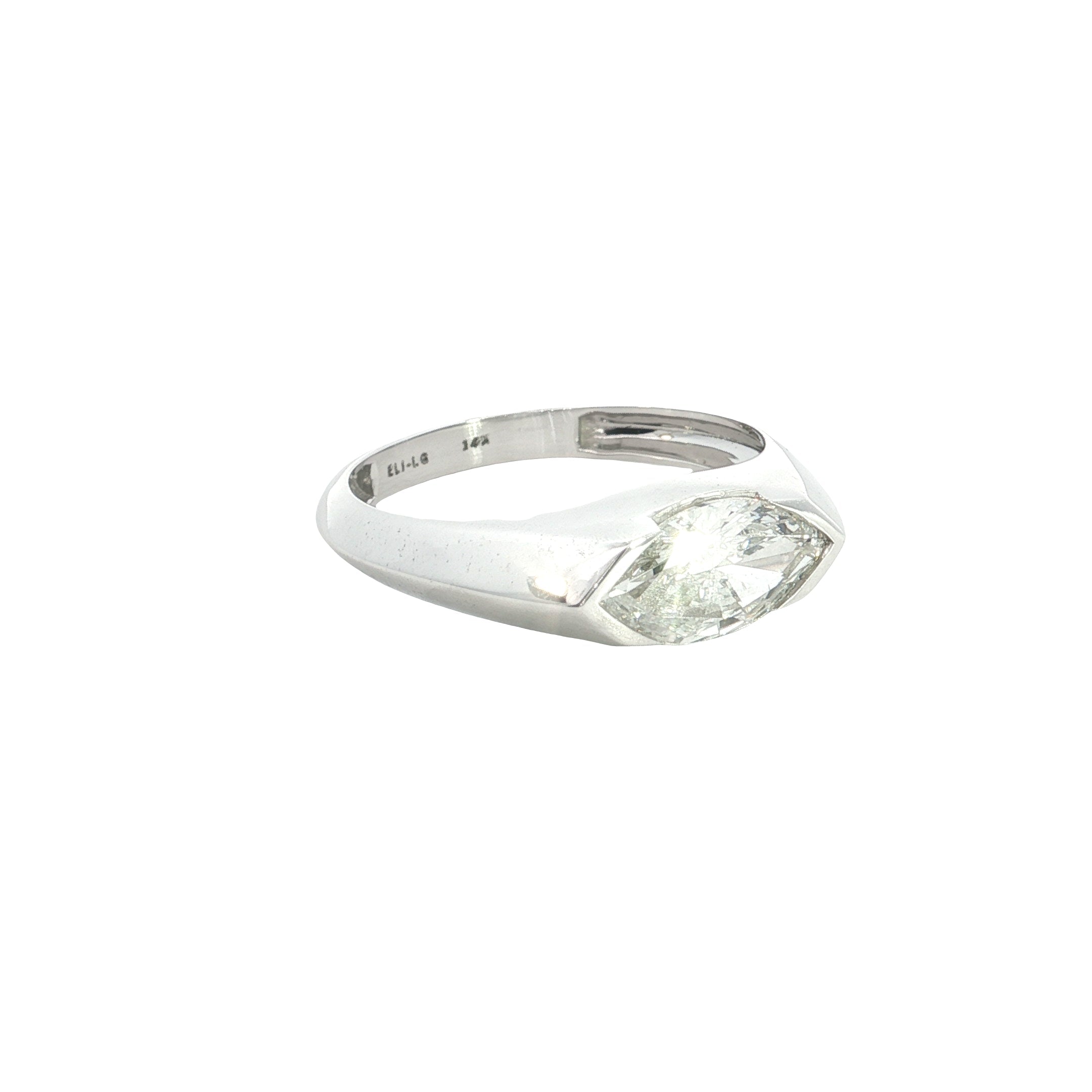 Bezel Prong set Marquise Cut Lab grown Diamond Classic Solitaire Engagement Ring