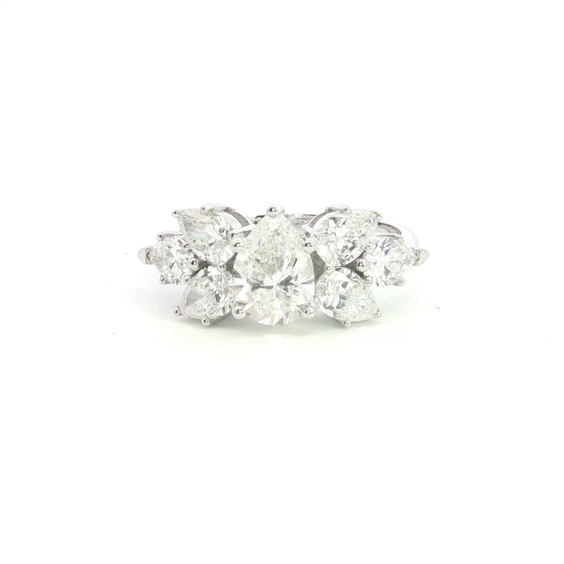 Multiple Pear Cut Lab grown Diamond Engagement Ring