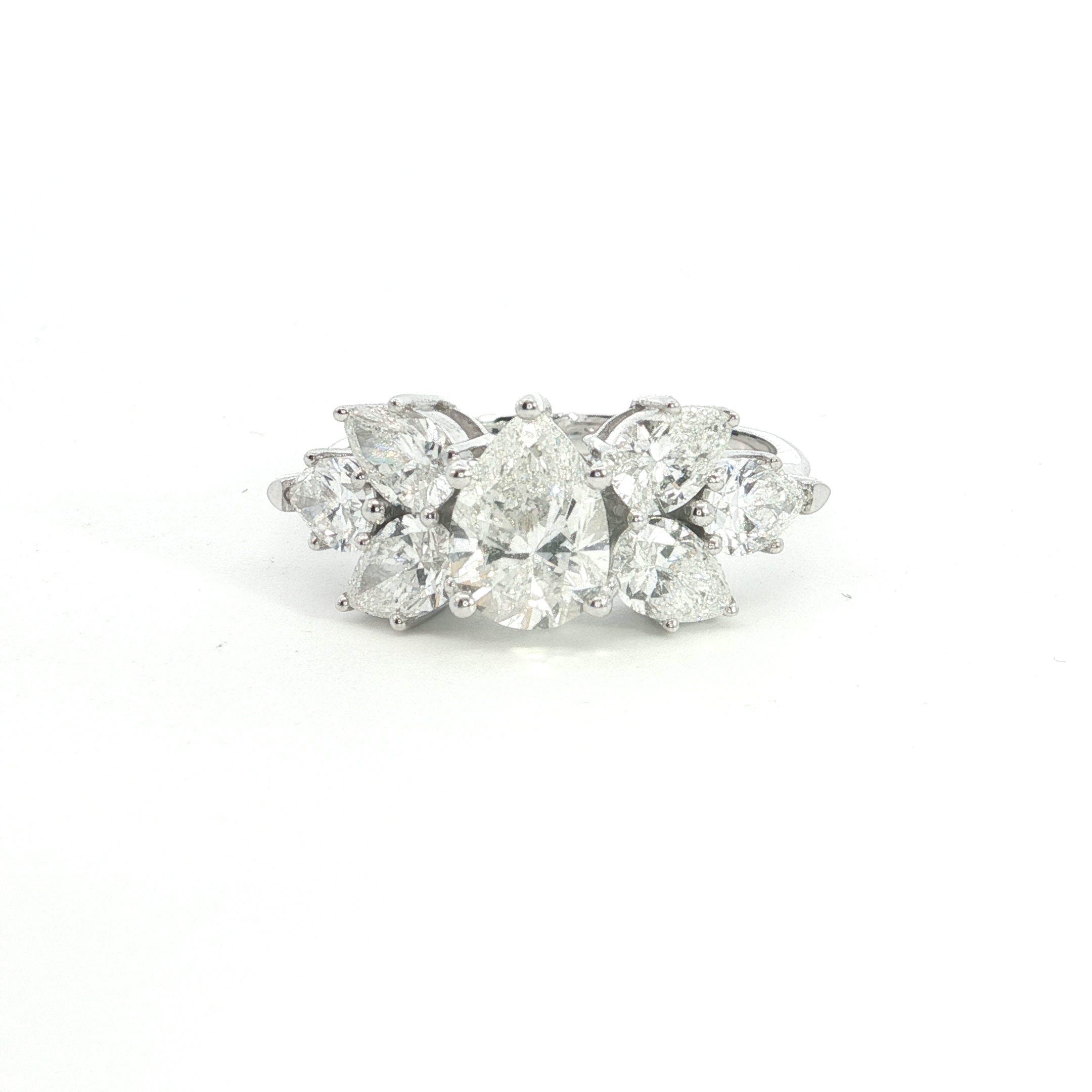 Multiple Pear Cut Lab grown Diamond Engagement Ring