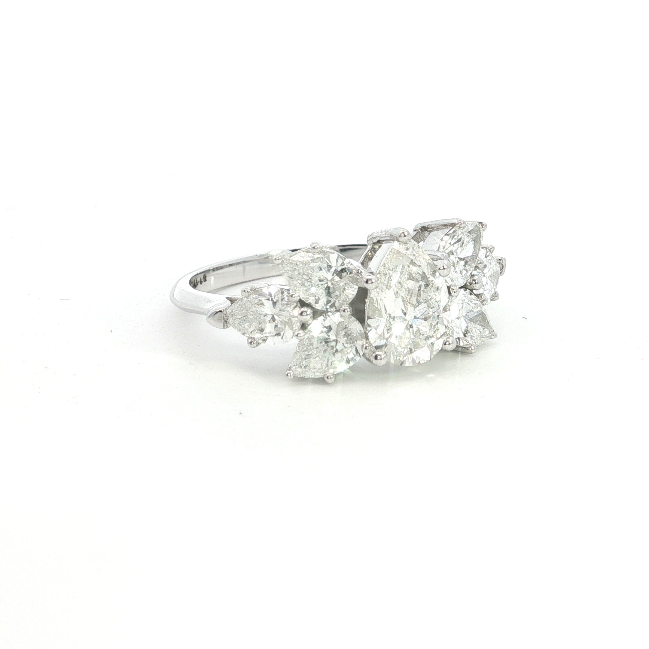 Multiple Pear Cut Lab grown Diamond Engagement Ring