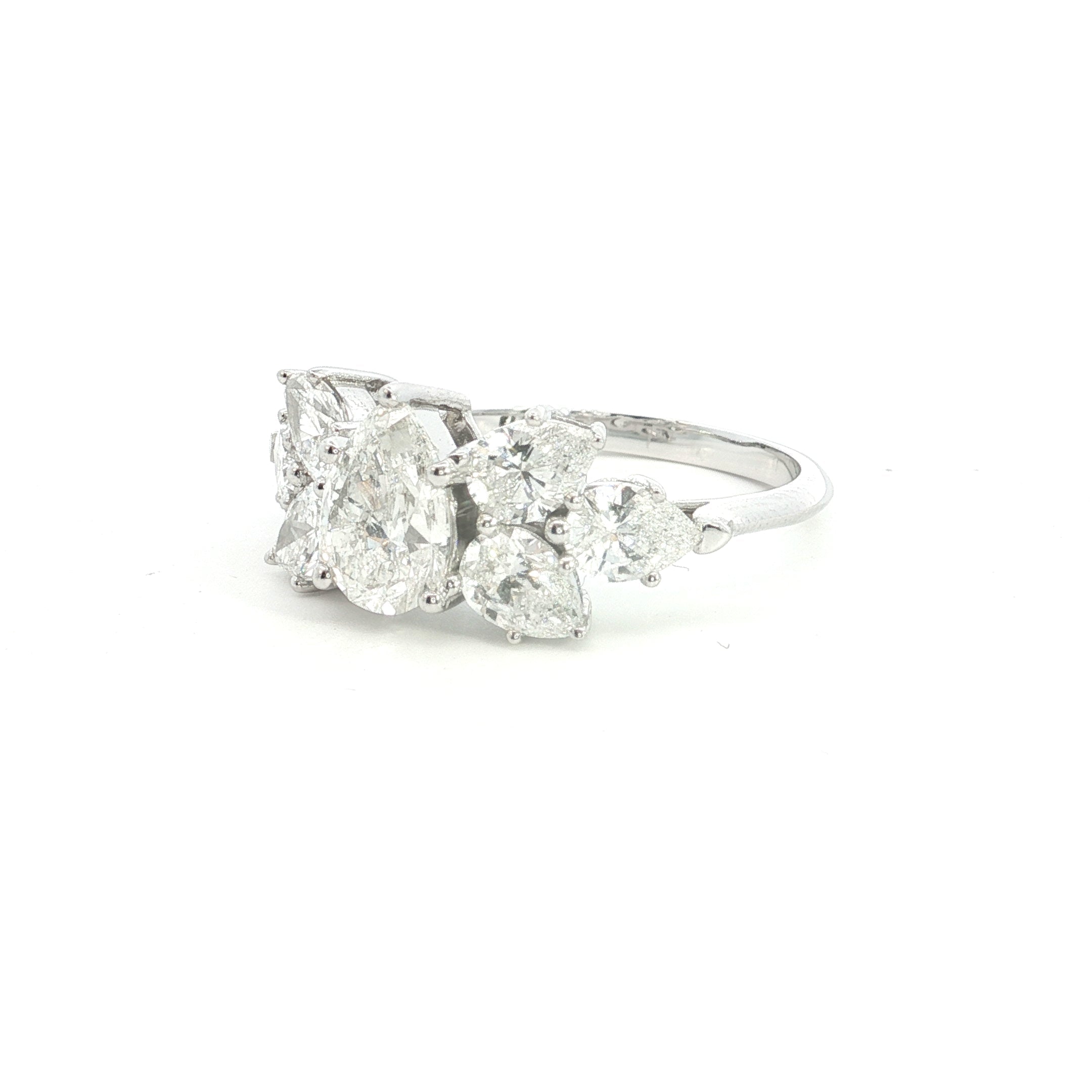 Multiple Pear Cut Lab grown Diamond Engagement Ring