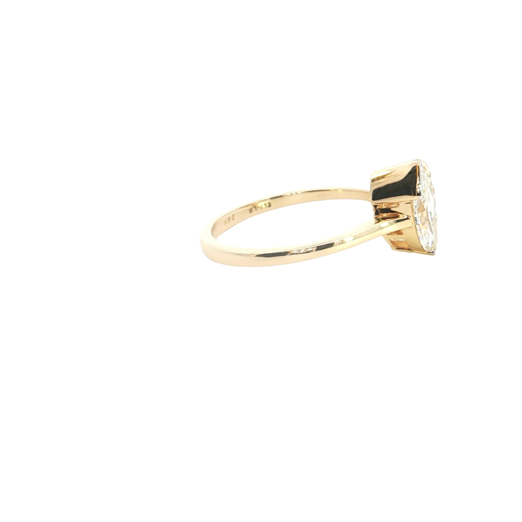 marquise and round brilliant cut lab grown diamond two stone ring