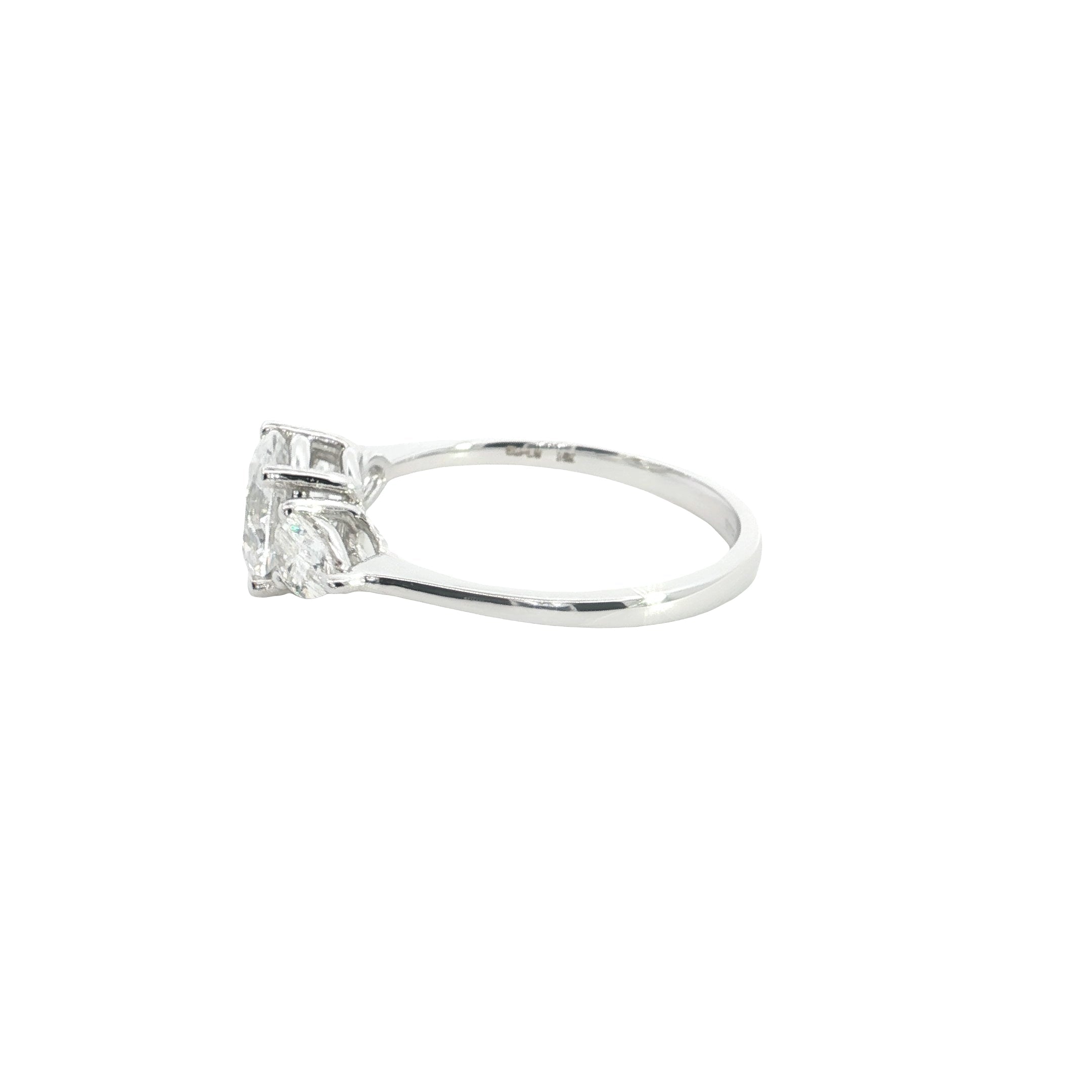 Round Brilliant cut with Pear Cut Lab grown Diamond Three Stone Engagement Ring