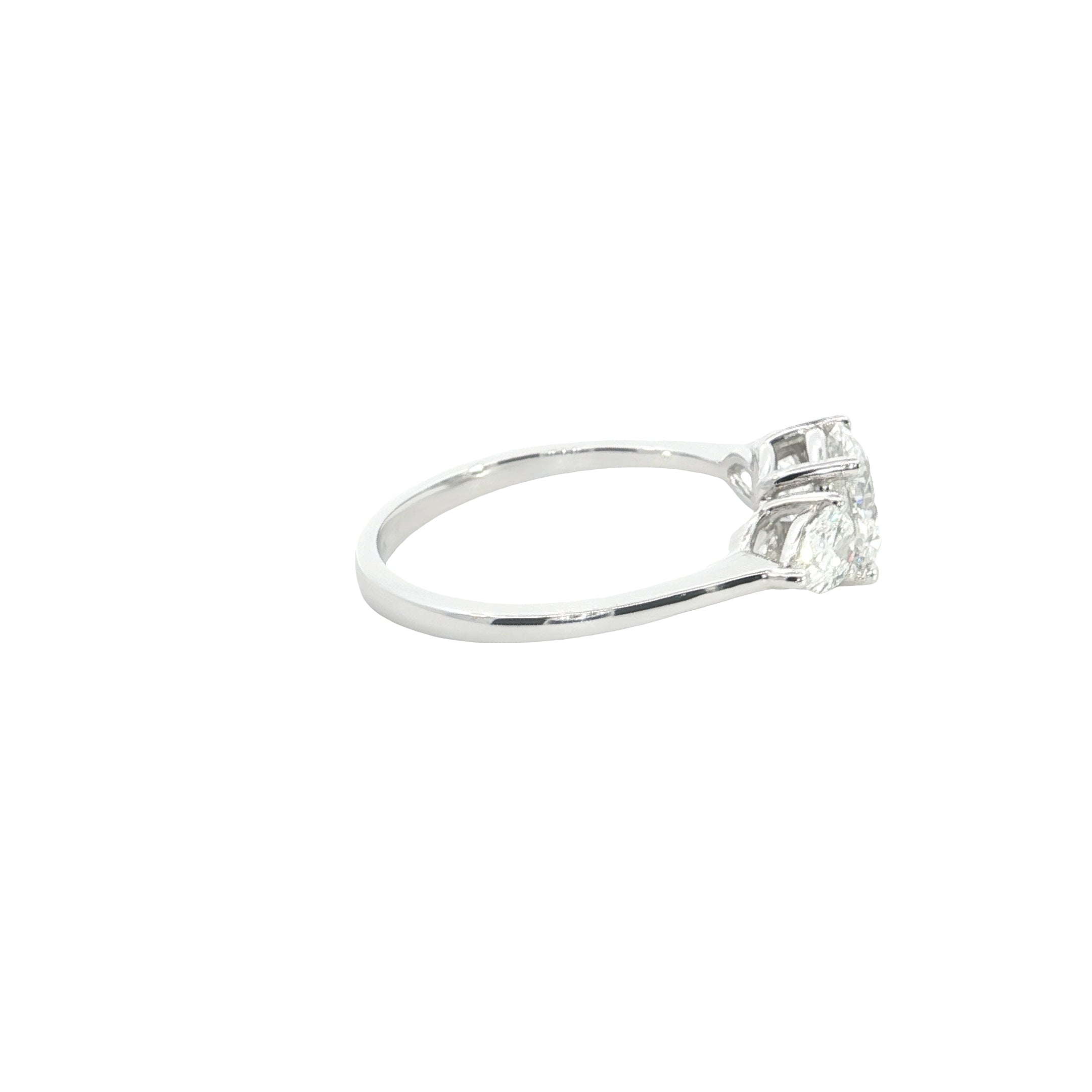 Round Brilliant cut with Pear Cut Lab grown Diamond Three Stone Engagement Ring