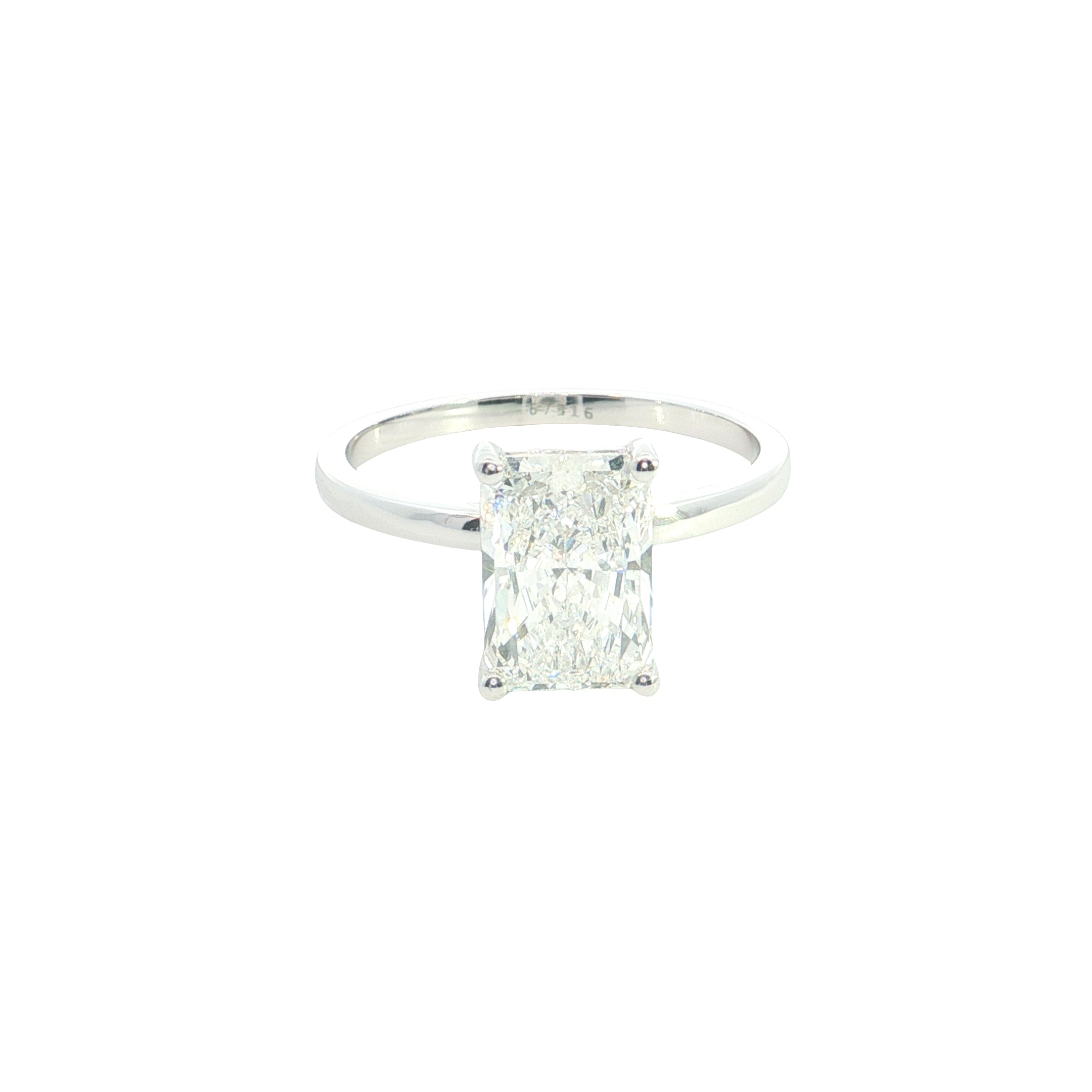 Radiant Cut Lab grown Diamond Classic Solitaire Engagement Ring
