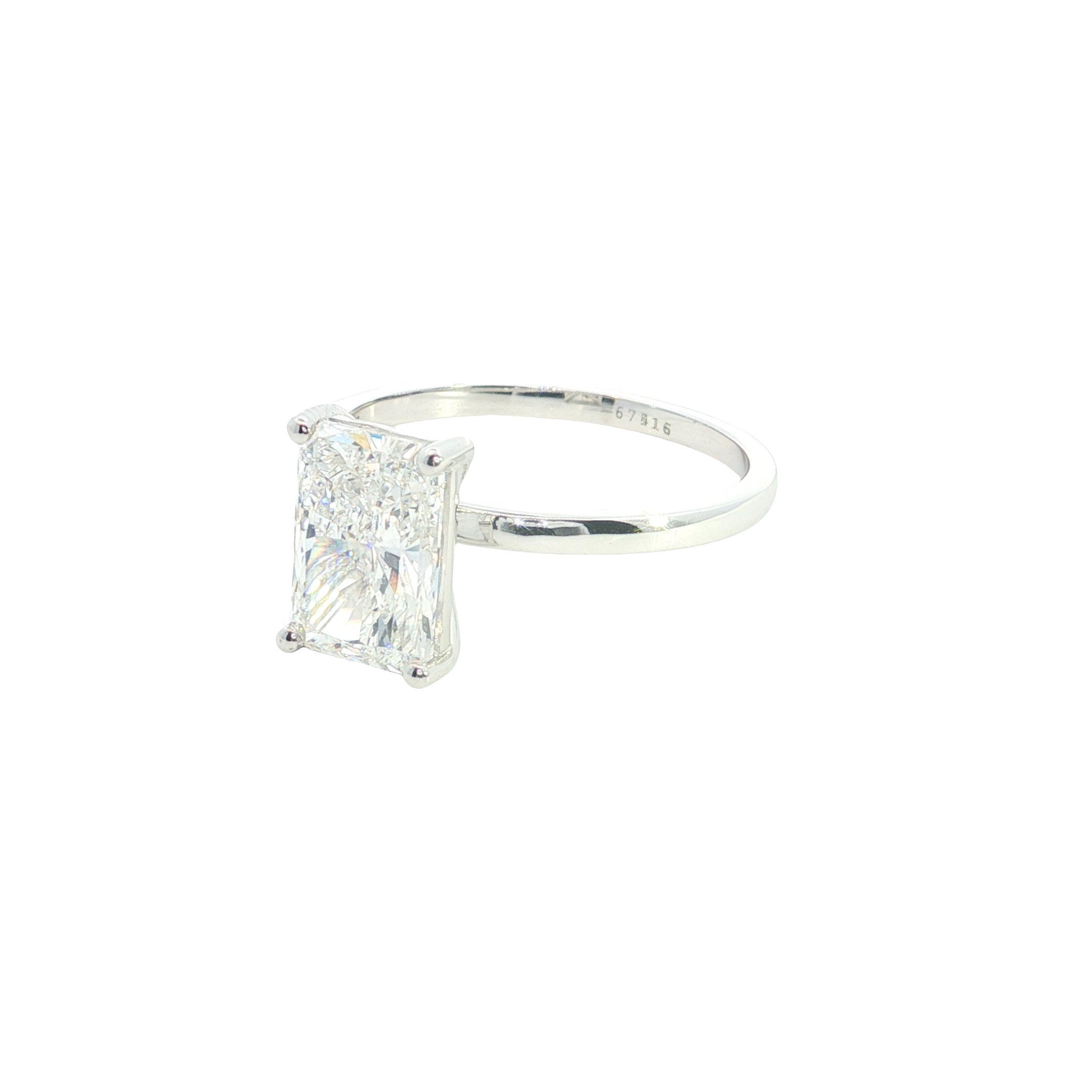 Radiant Cut Lab grown Diamond Classic Solitaire Engagement Ring