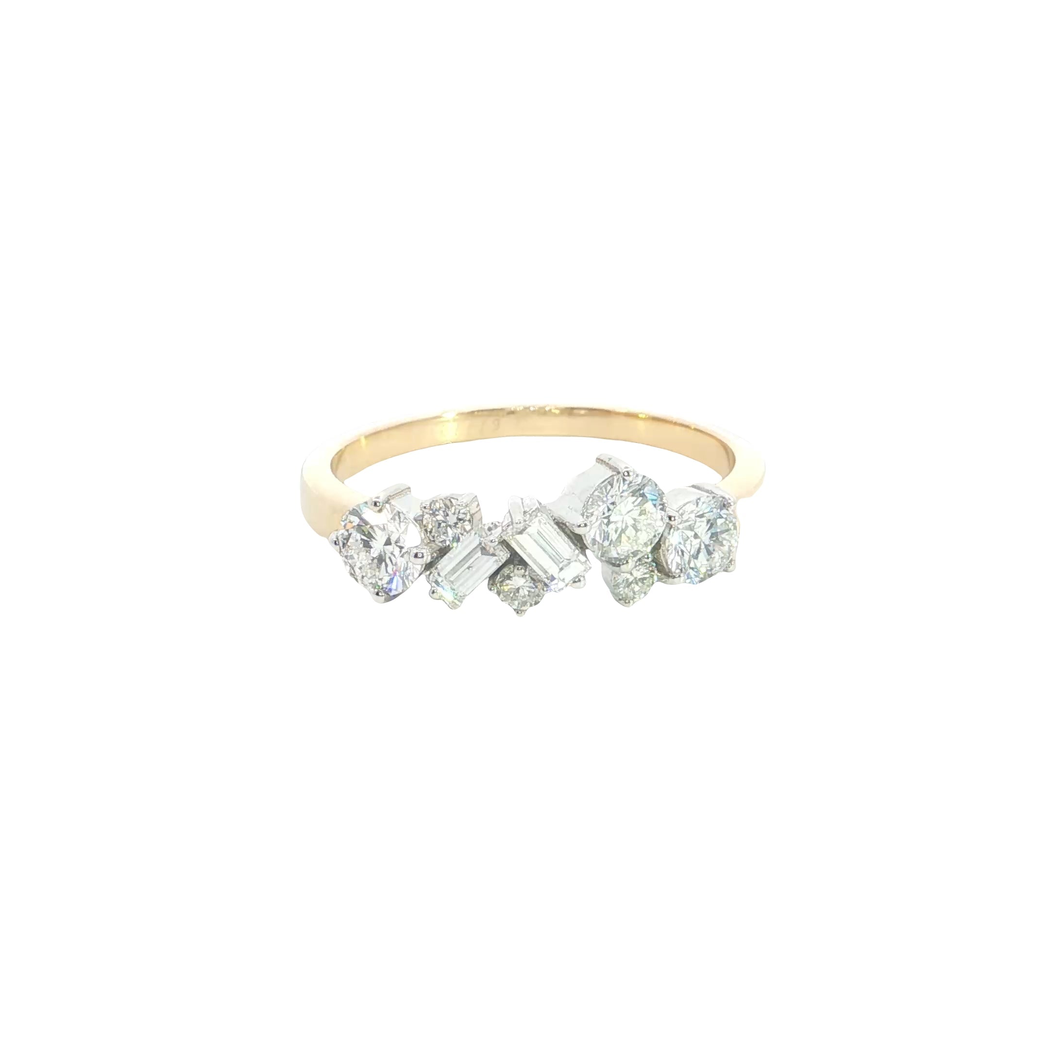 BAGUETTE  with round brilliant cut lab grown diamond  fashion ring band