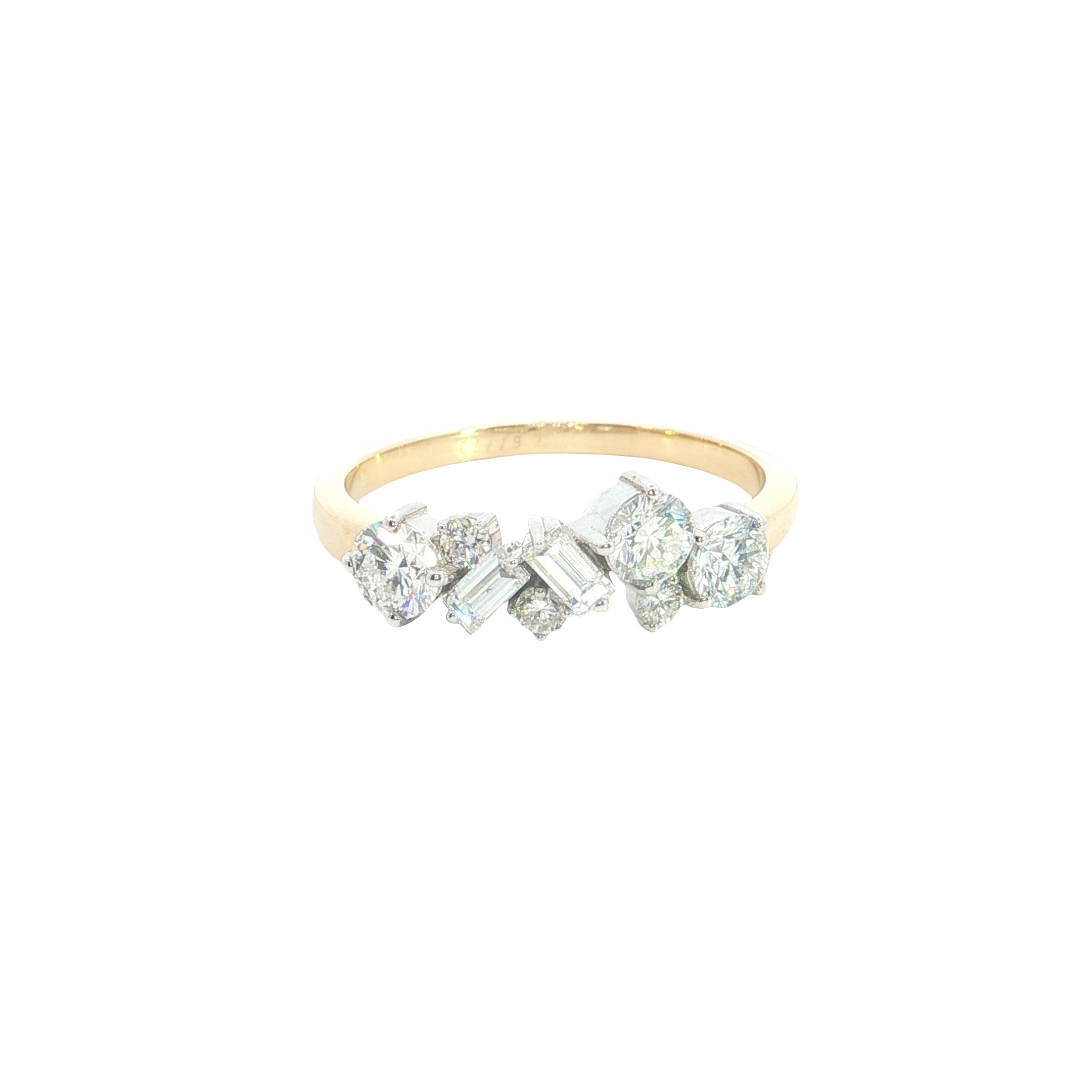 BAGUETTE  with round brilliant cut lab grown diamond  fashion ring band