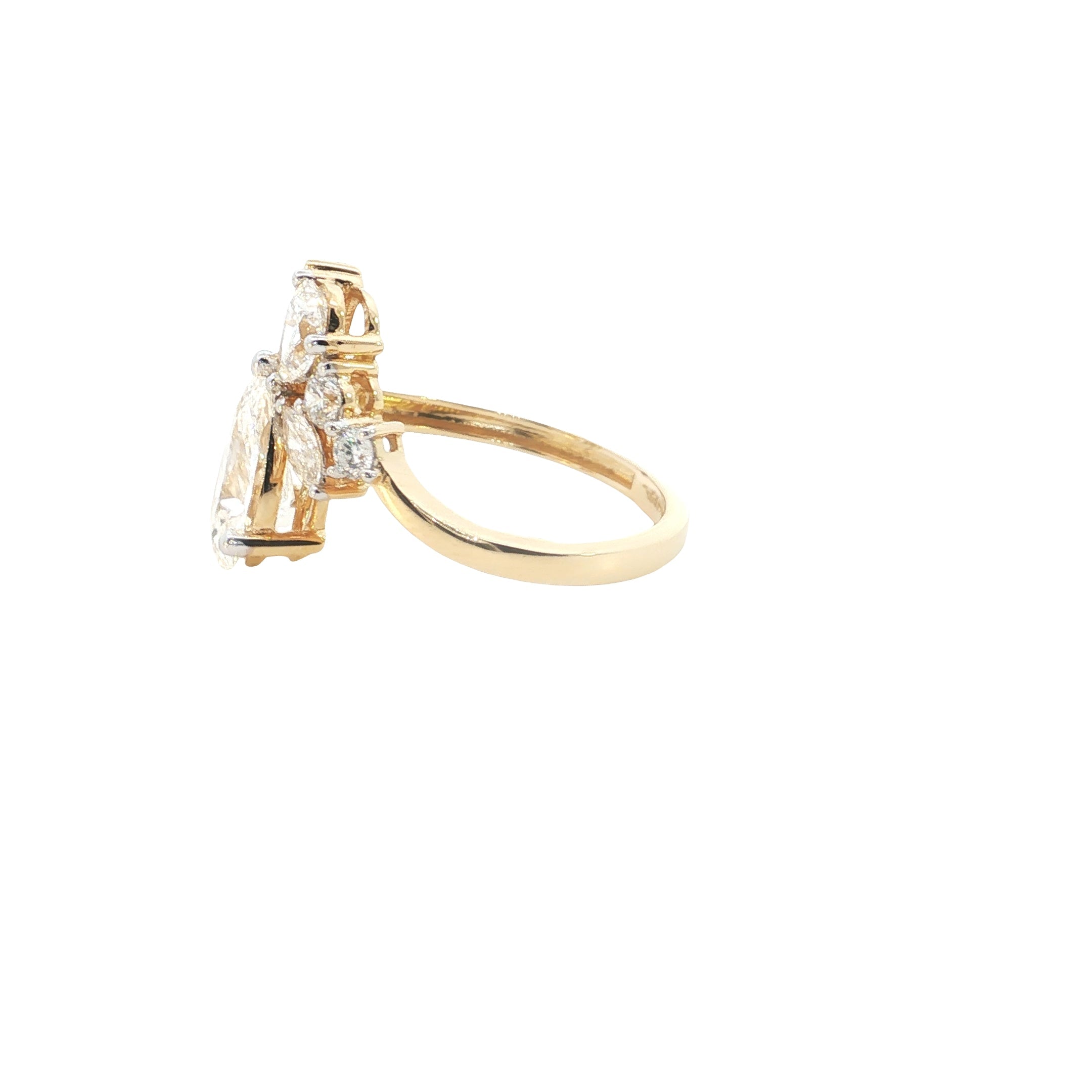 pear with marquise and round brilliant cut lab diamond fashion ring