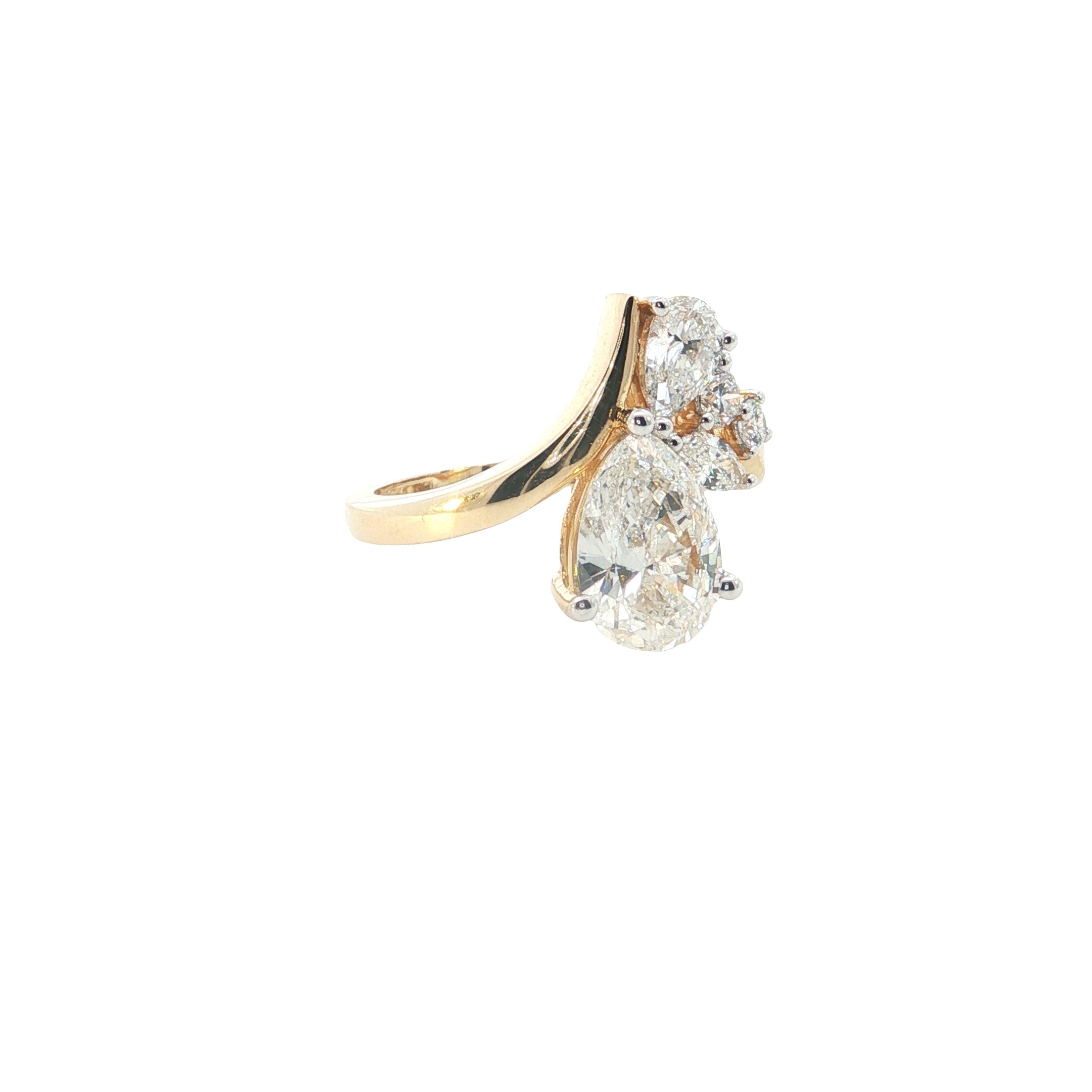 pear with marquise and round brilliant cut lab diamond fashion ring