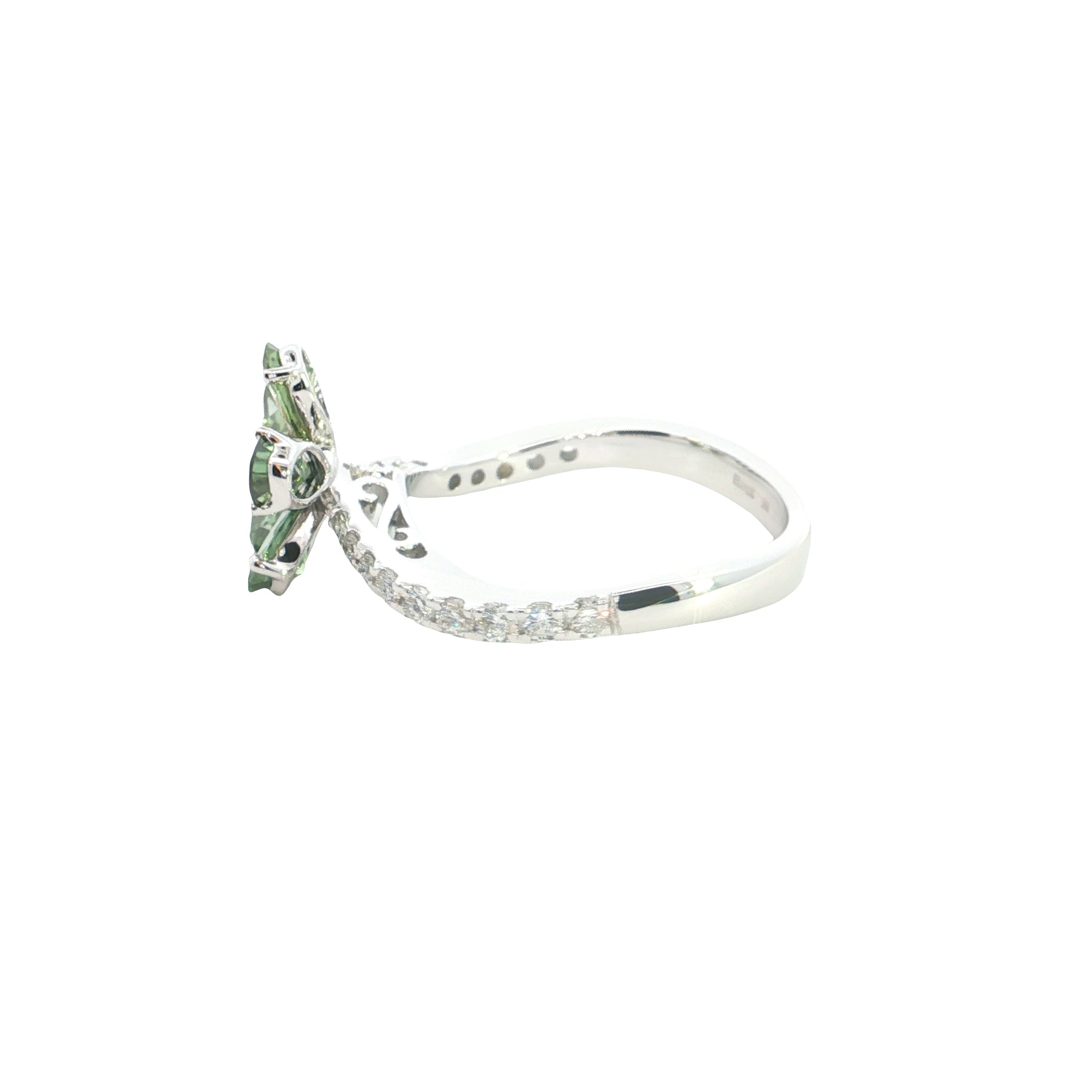 yellow color pear with white Round Brilliant cut  Lab grown Diamond Engagement Ring