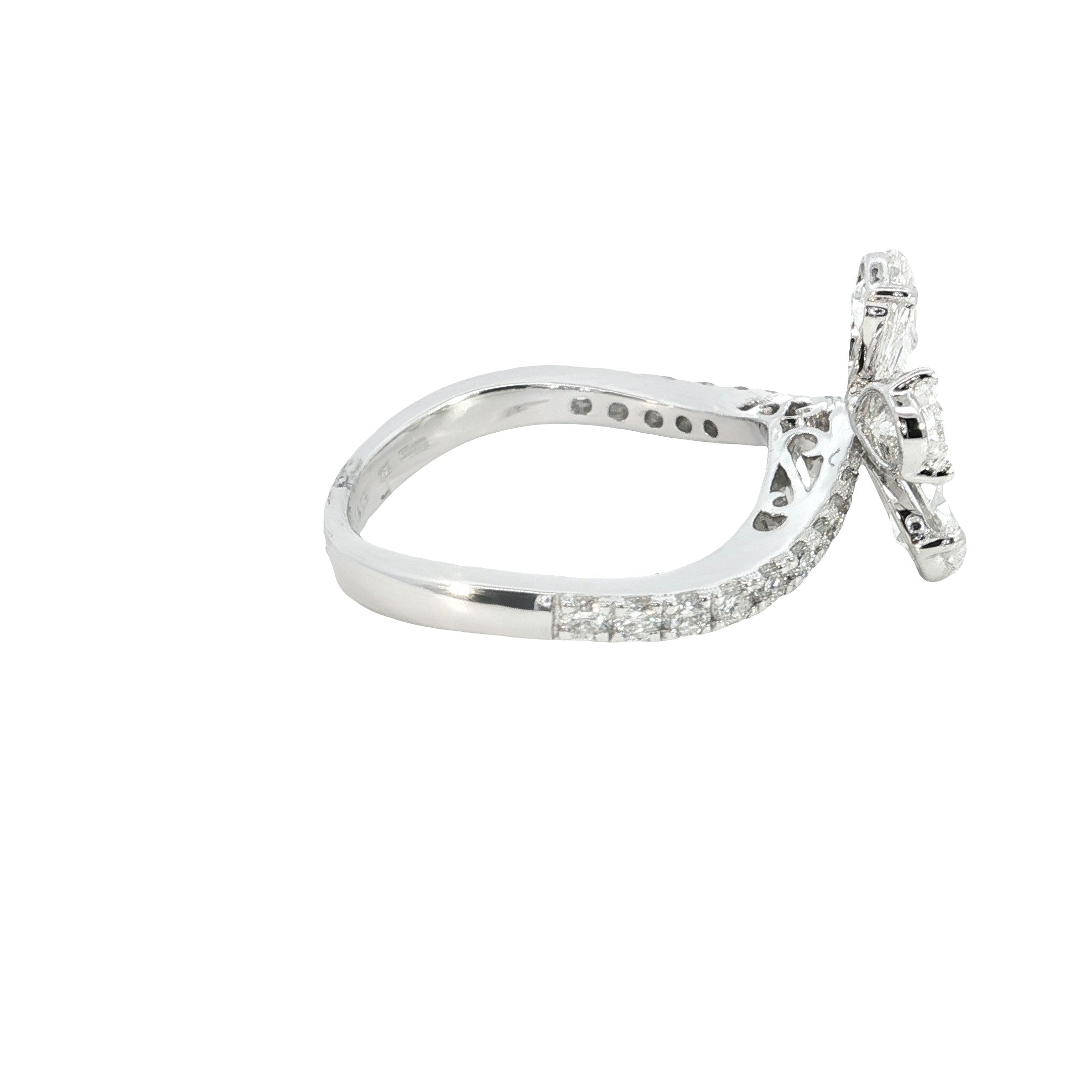 yellow color pear with white Round Brilliant cut  Lab grown Diamond Engagement Ring