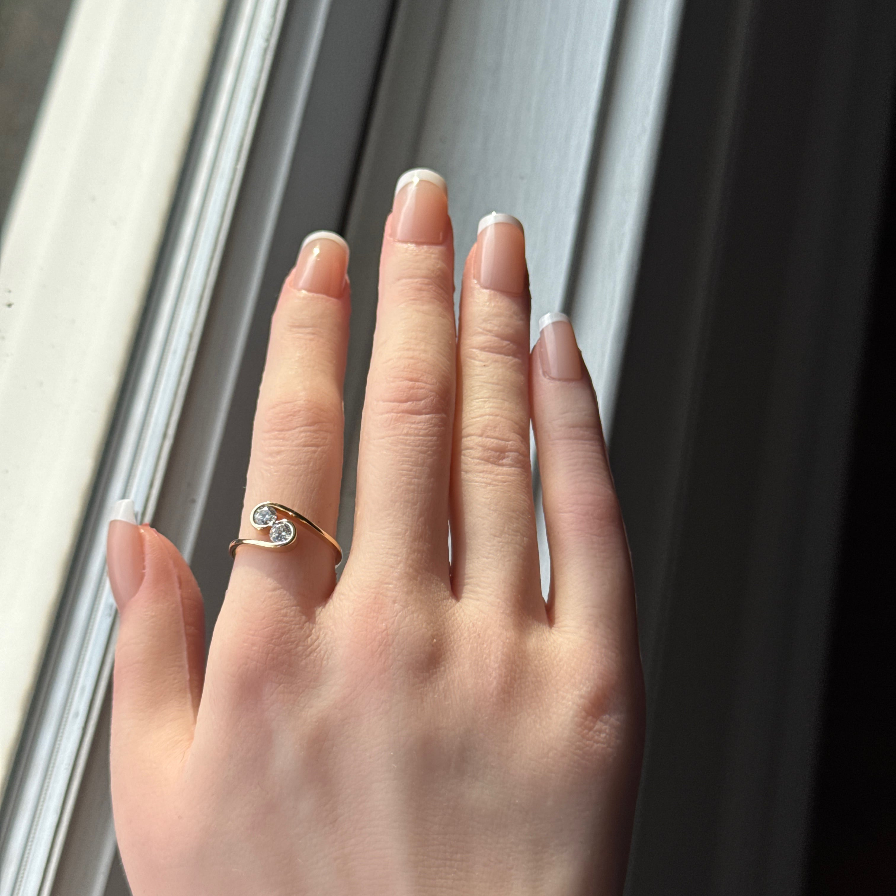 Round Brilliant cut  Lab grown Diamond  two stone Fashion Ring