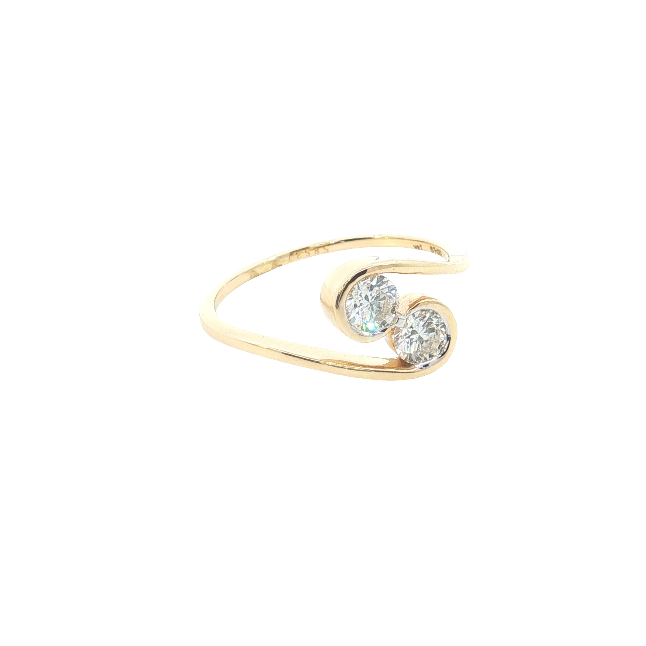 Round Brilliant cut  Lab grown Diamond  two stone Fashion Ring