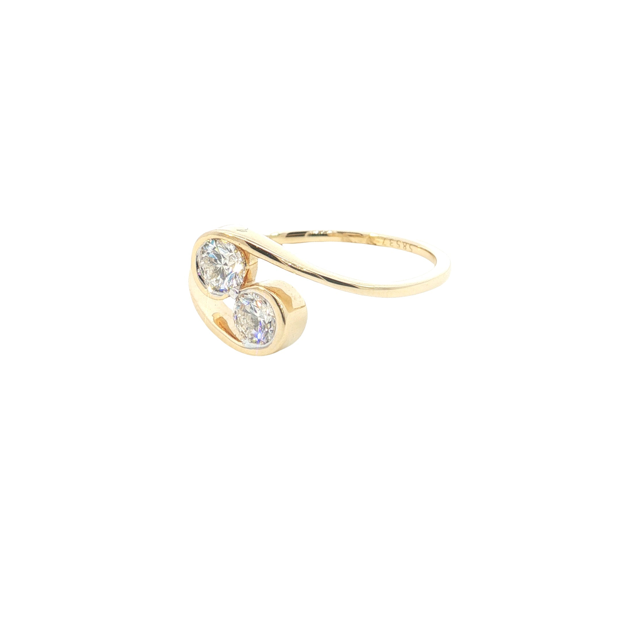 Round Brilliant cut  Lab grown Diamond  two stone Fashion Ring