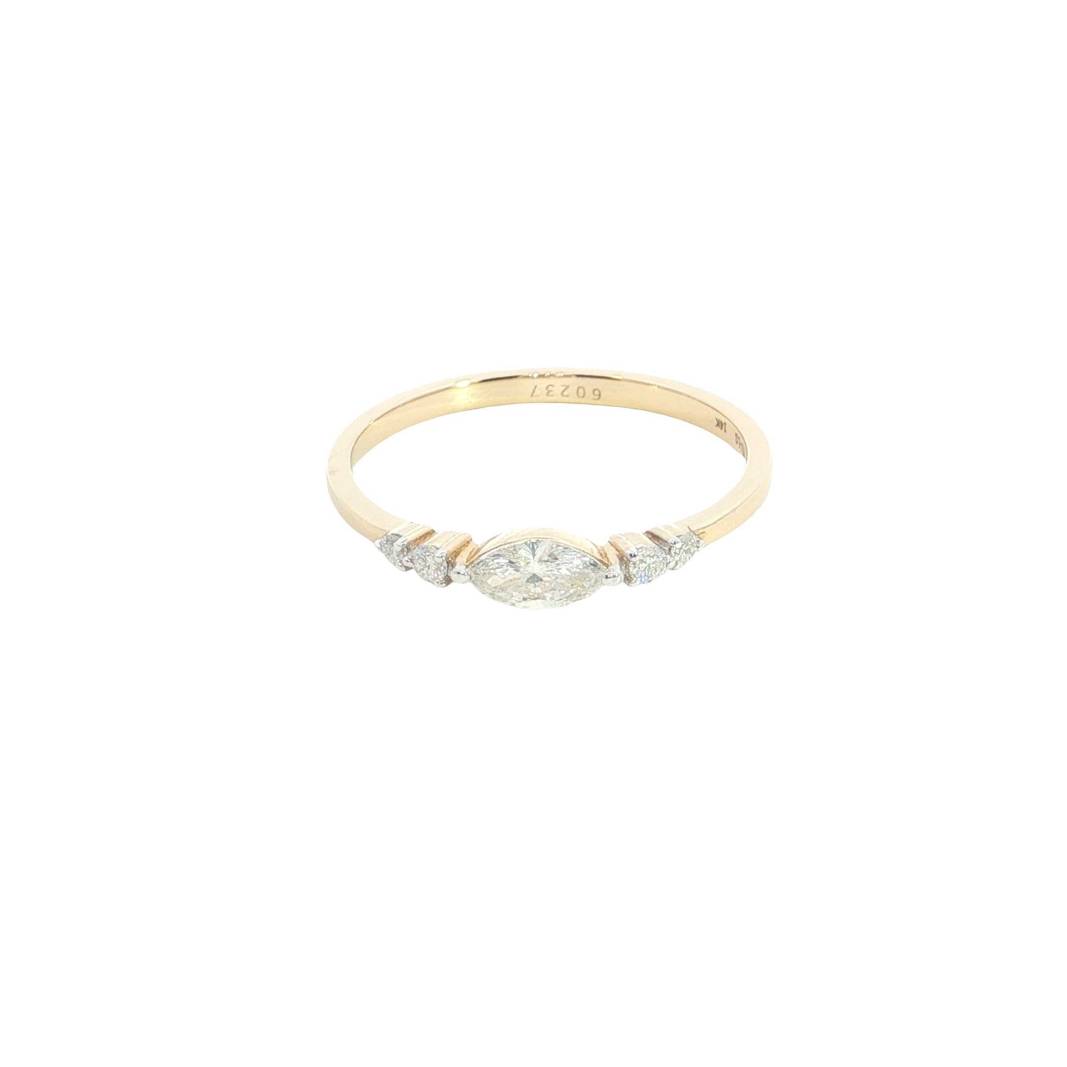 marquise and round brilliant cut  Lab grown Diamond  wedding Ring band