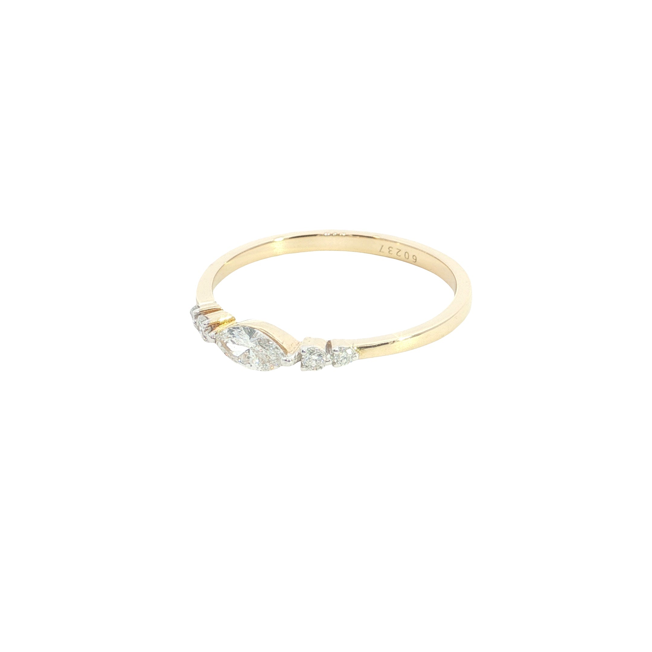 marquise and round brilliant cut  Lab grown Diamond  wedding Ring band