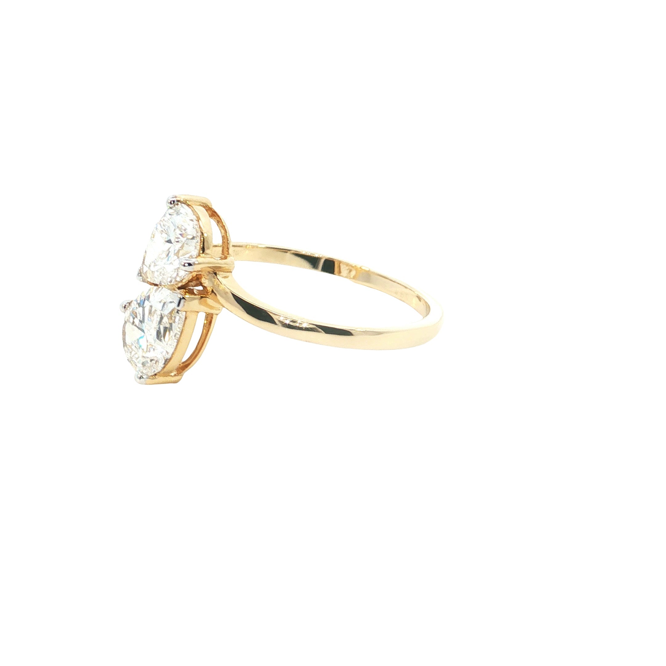 pear cut  Lab grown Diamond  two stone engagement Ring