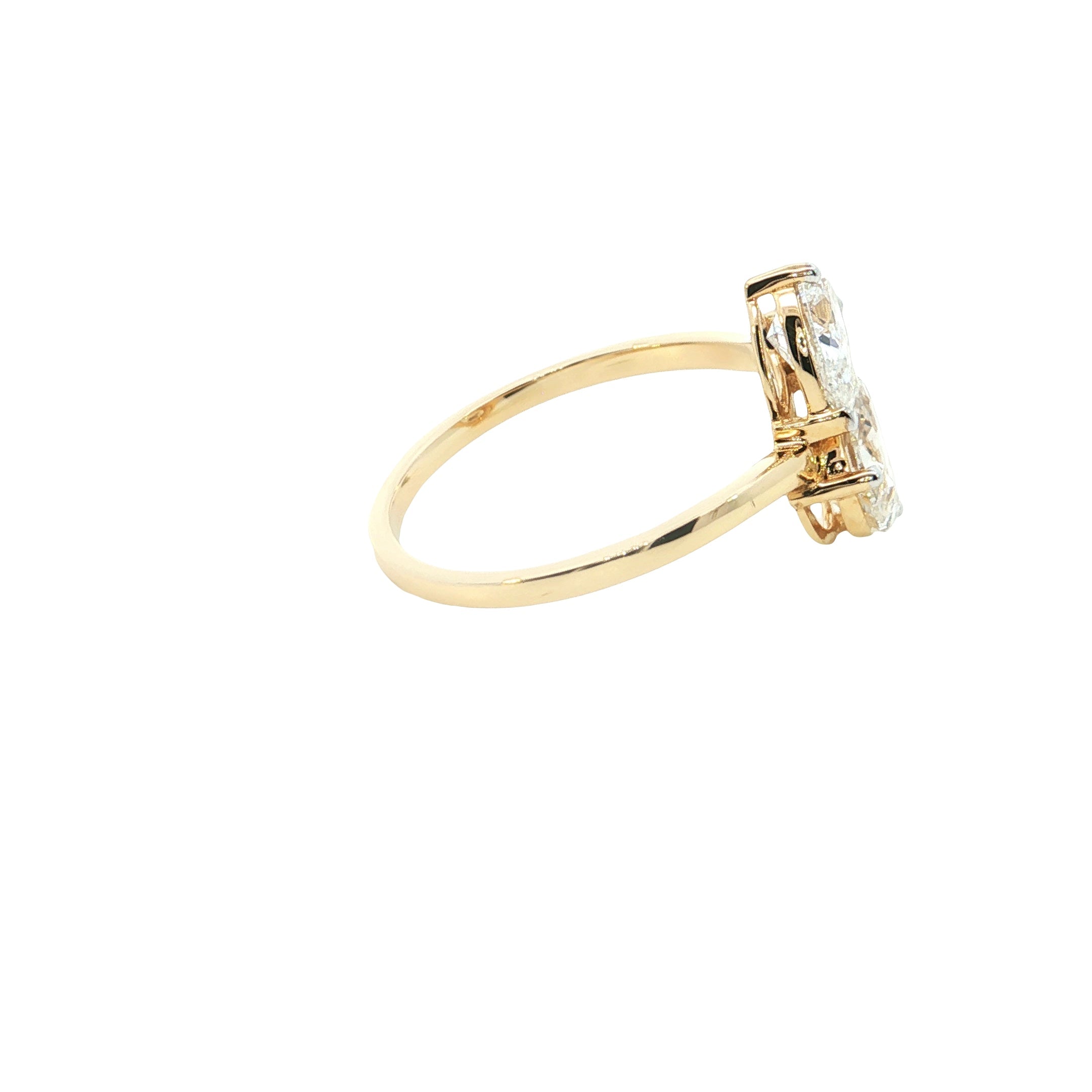 pear cut  Lab grown Diamond  two stone engagement Ring