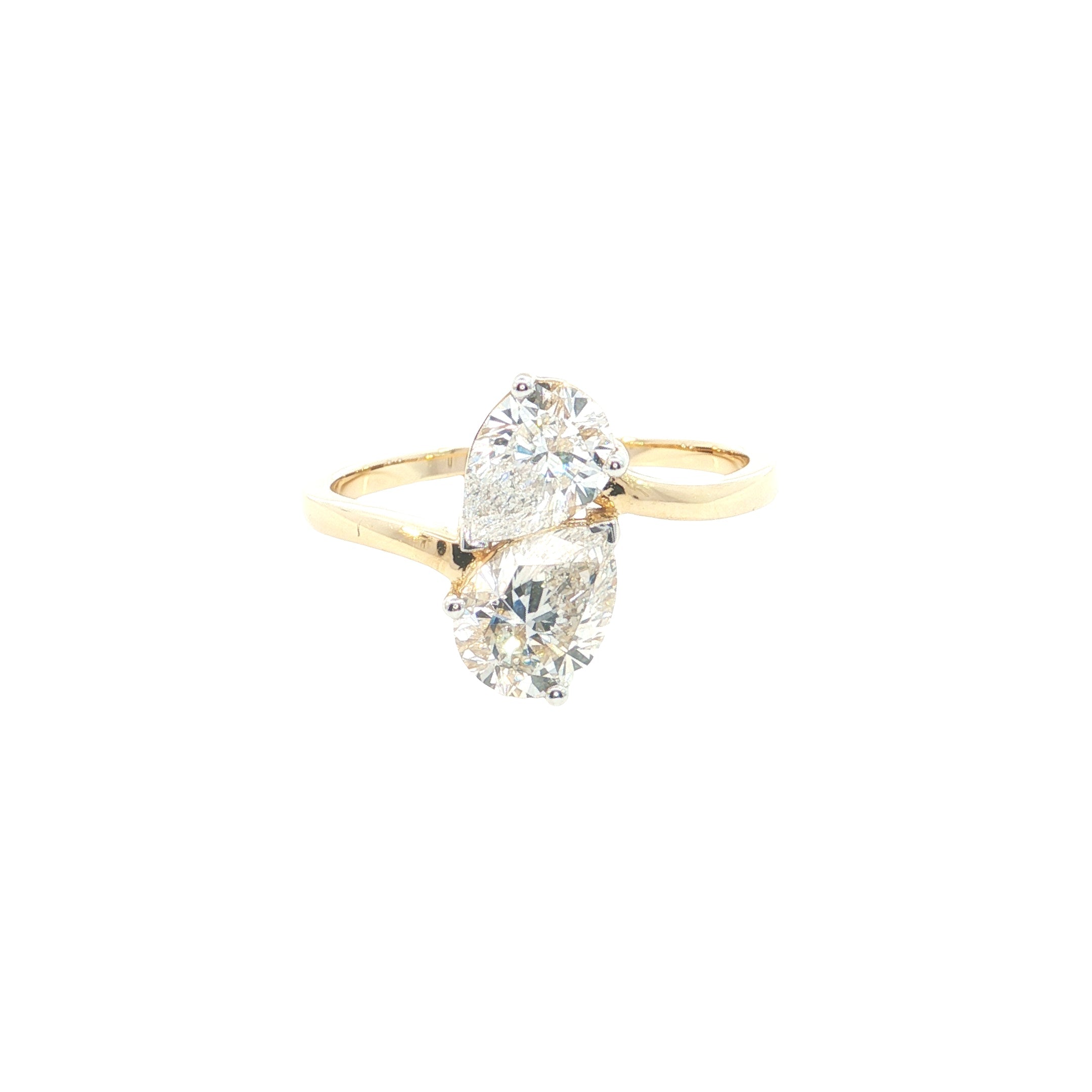 pear cut  Lab grown Diamond  two stone engagement Ring