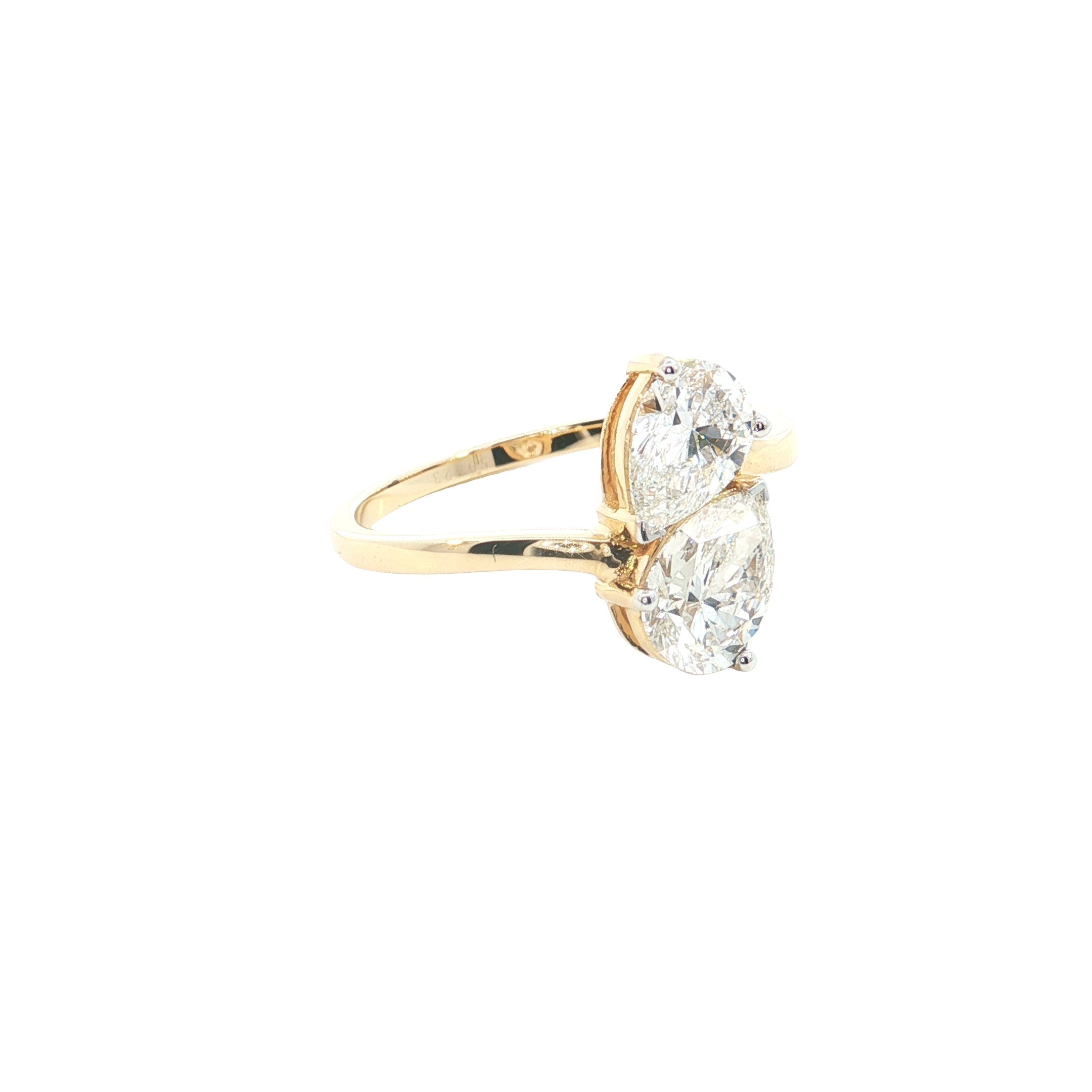 pear cut  Lab grown Diamond  two stone engagement Ring