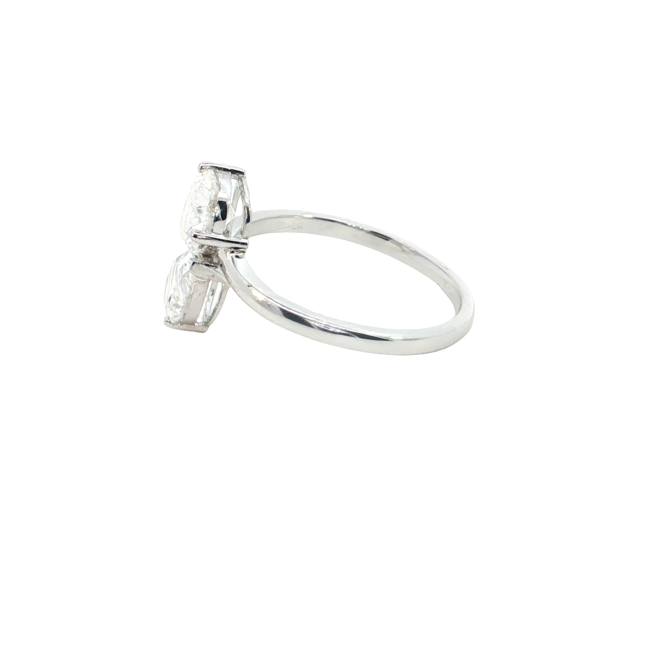 pear cut  Lab grown Diamond  two stone engagement Ring