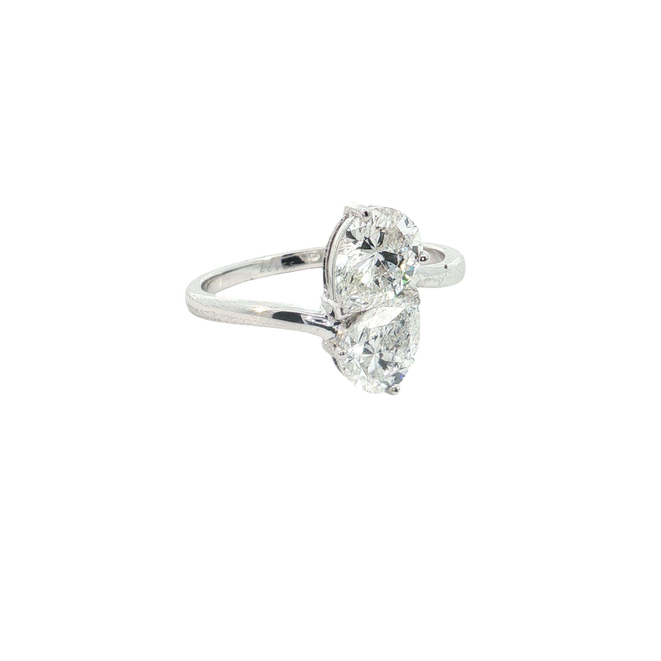pear cut  Lab grown Diamond  two stone engagement Ring