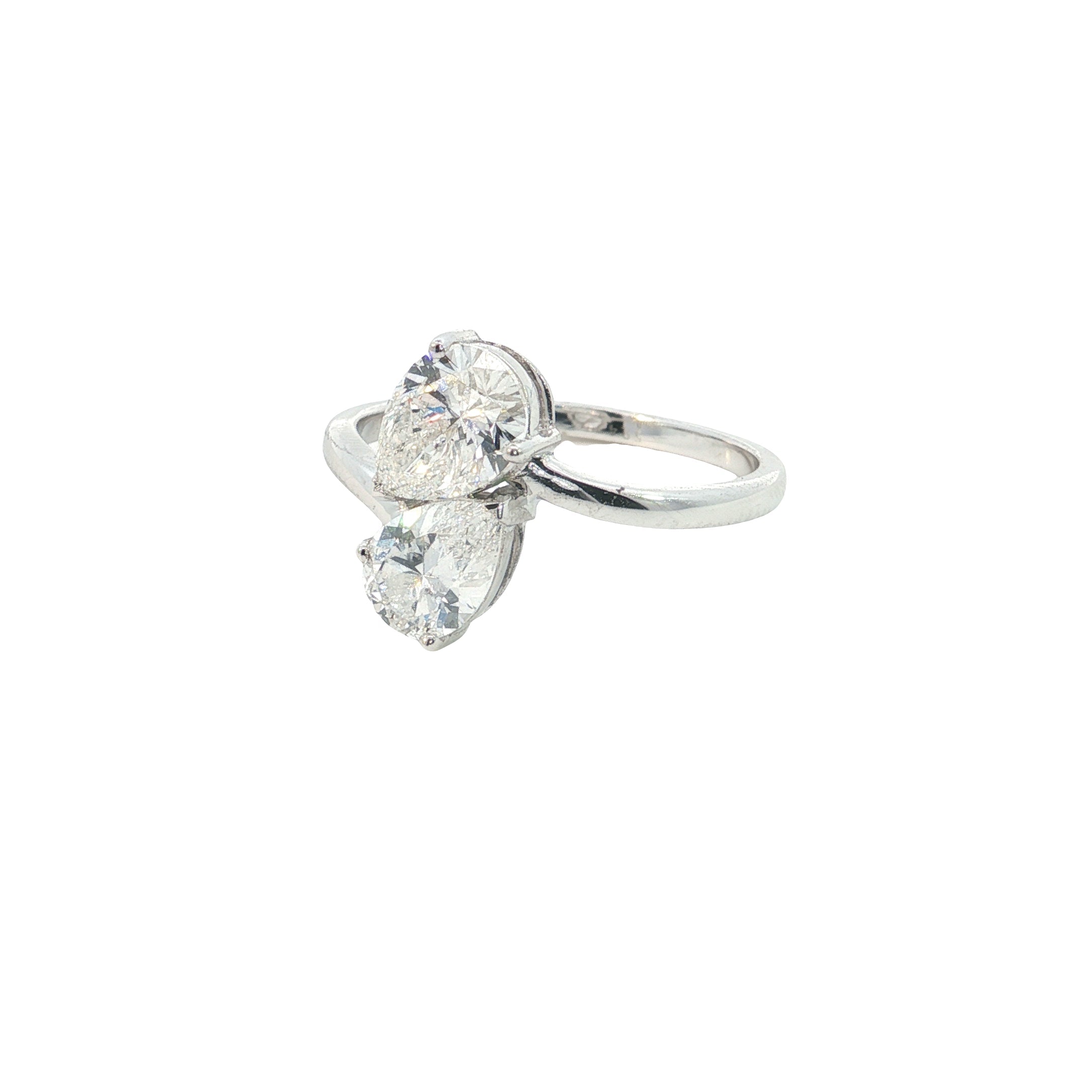 pear cut  Lab grown Diamond  two stone engagement Ring