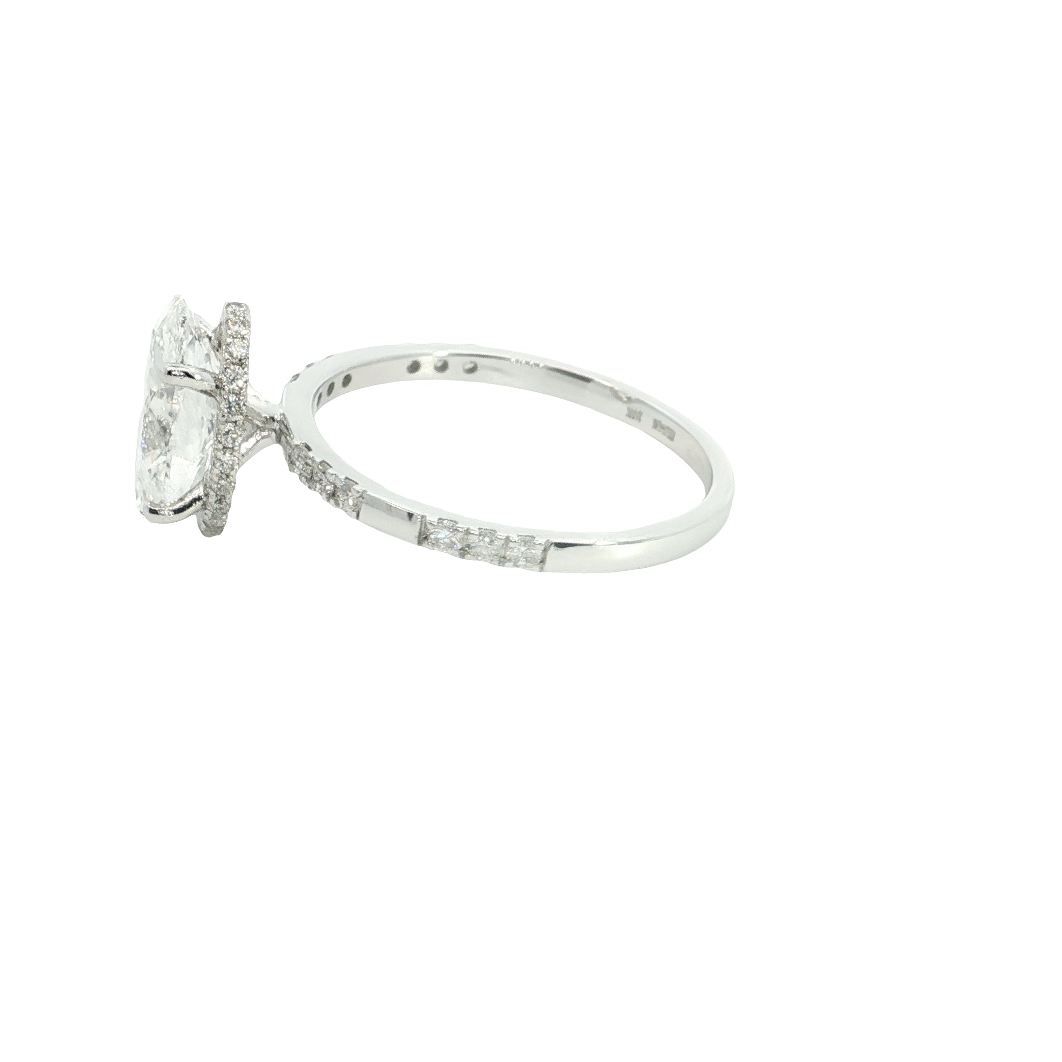 oval with Round Brilliant cut  Lab grown Diamond hidden halo Engagement Ring