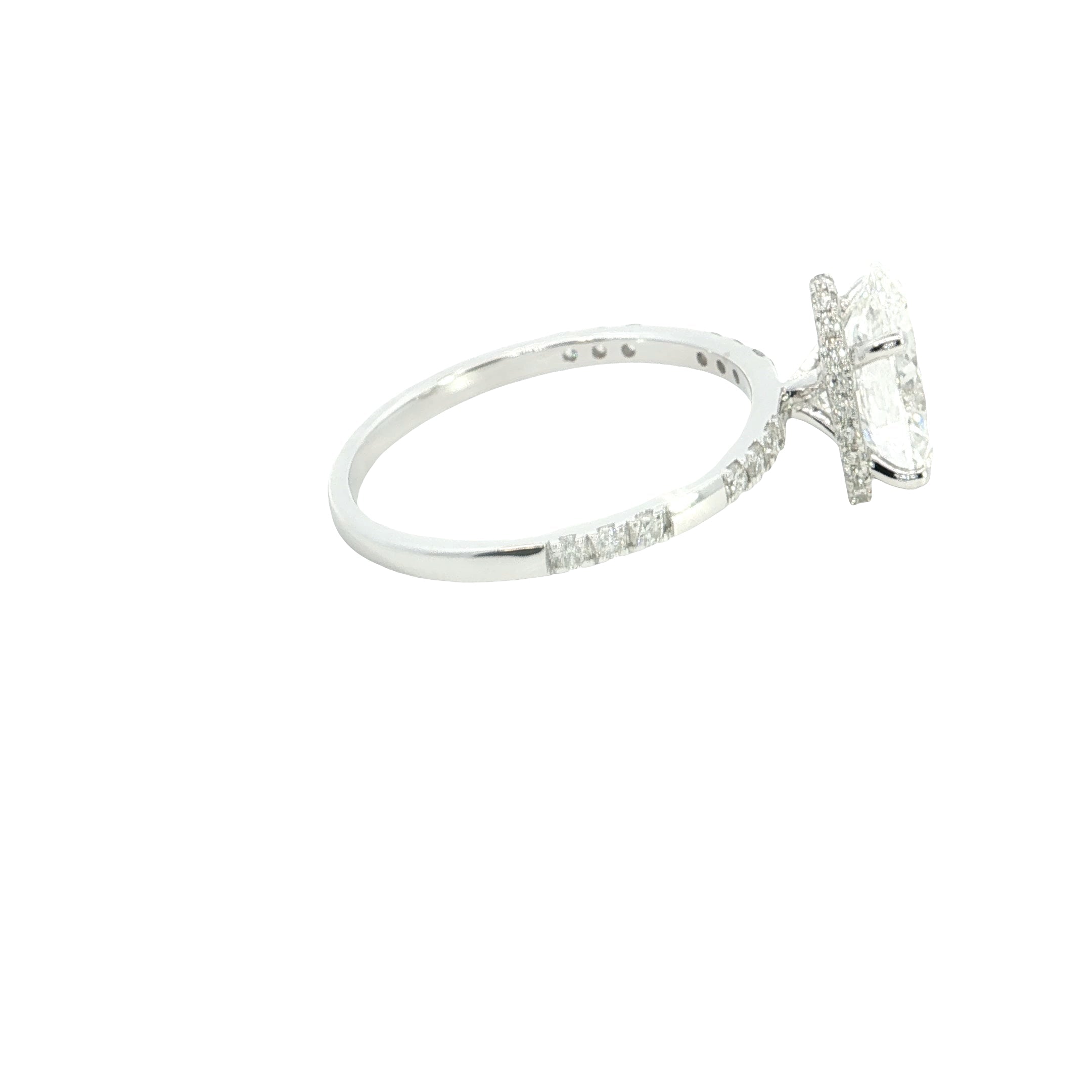 oval with Round Brilliant cut  Lab grown Diamond hidden halo Engagement Ring