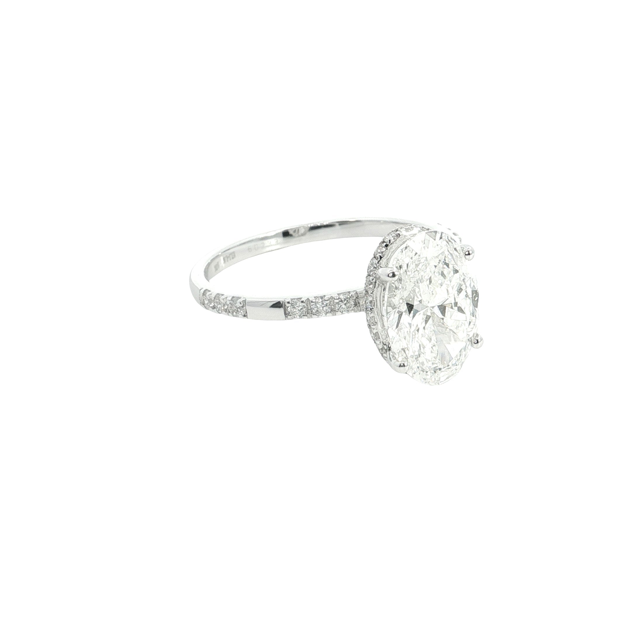 oval with Round Brilliant cut  Lab grown Diamond hidden halo Engagement Ring