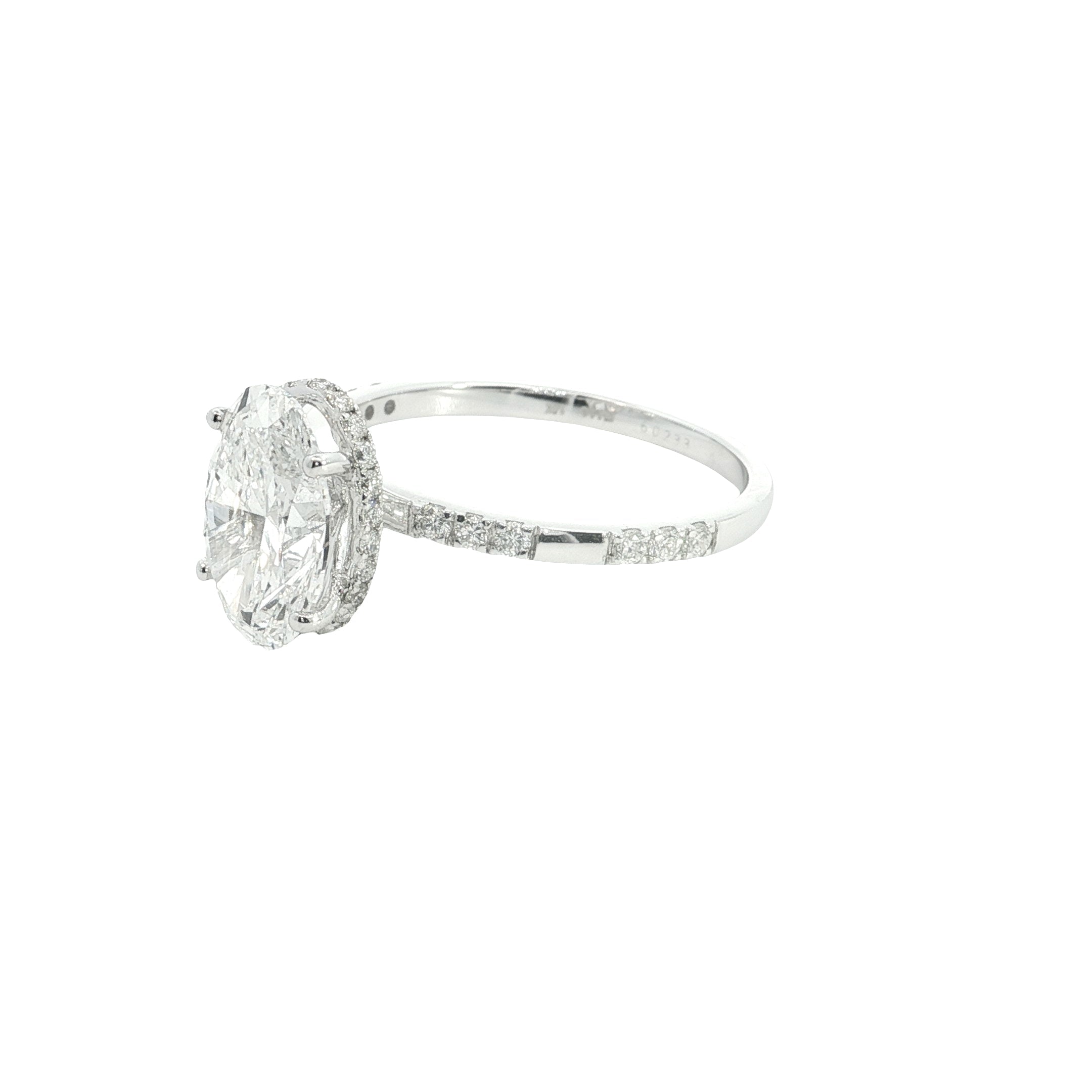 oval with Round Brilliant cut  Lab grown Diamond hidden halo Engagement Ring