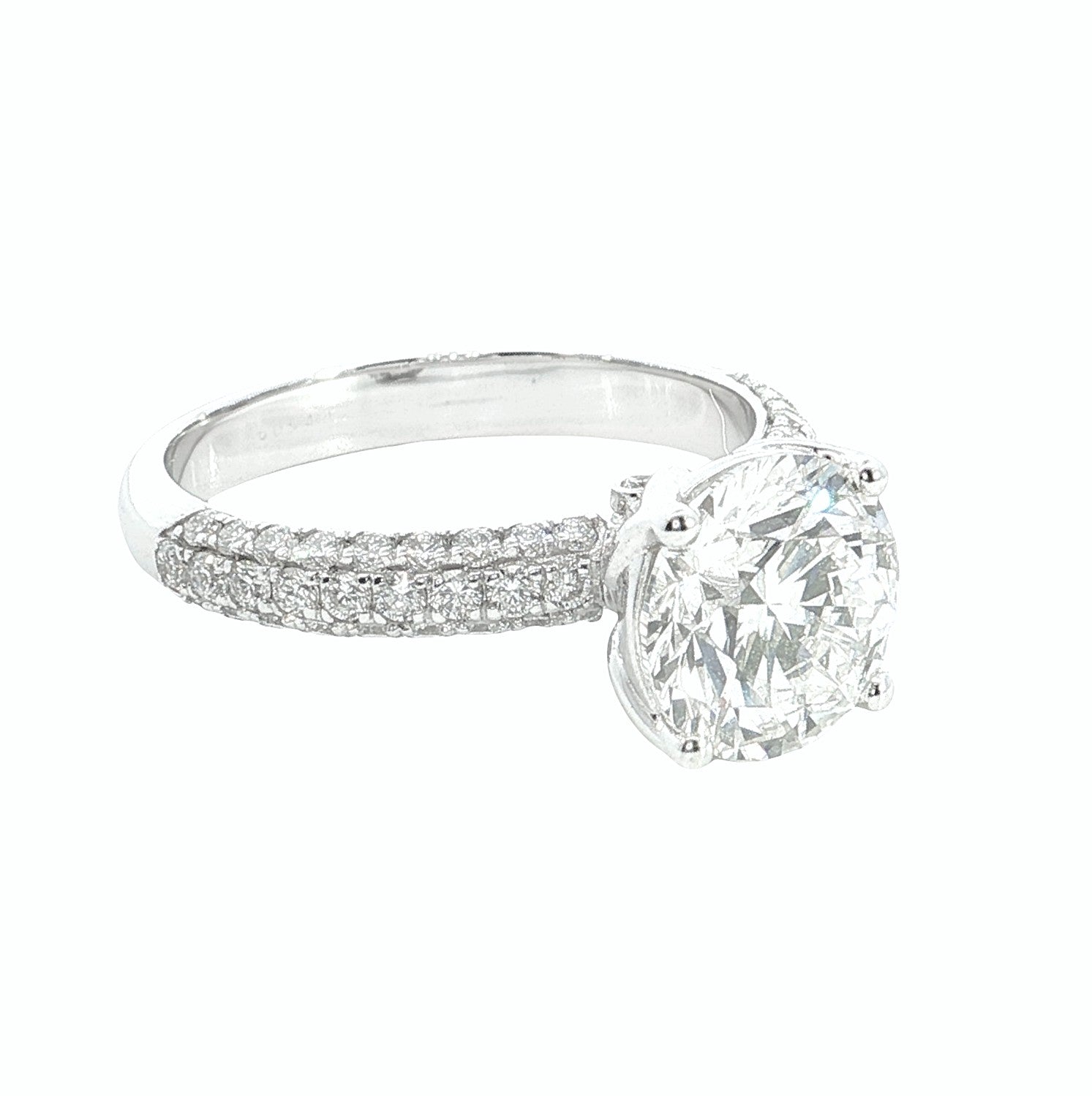 Round Brilliant cut  Lab grown Diamond  Engagement Ring with pave setting