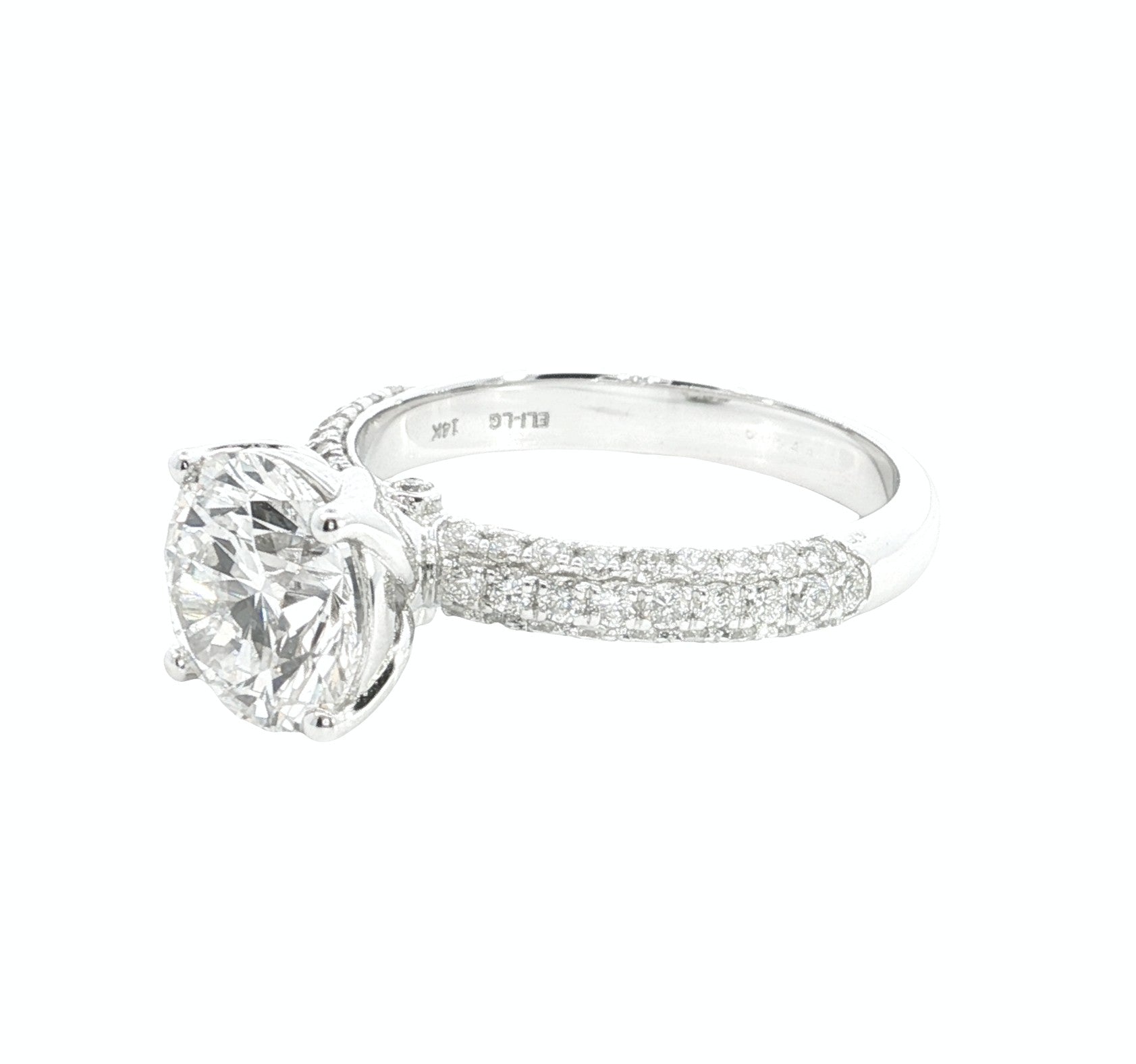 Round Brilliant cut  Lab grown Diamond  Engagement Ring with pave setting