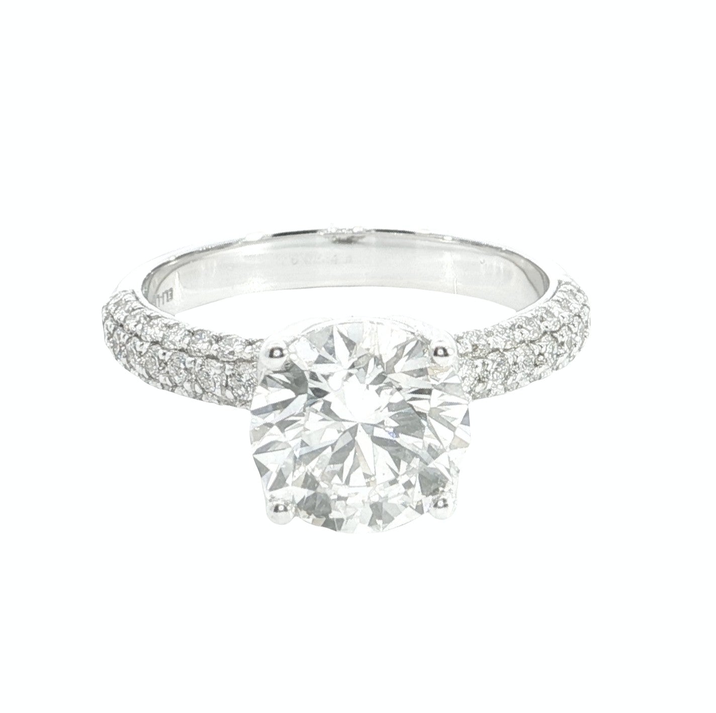 Round Brilliant cut  Lab grown Diamond  Engagement Ring with pave setting