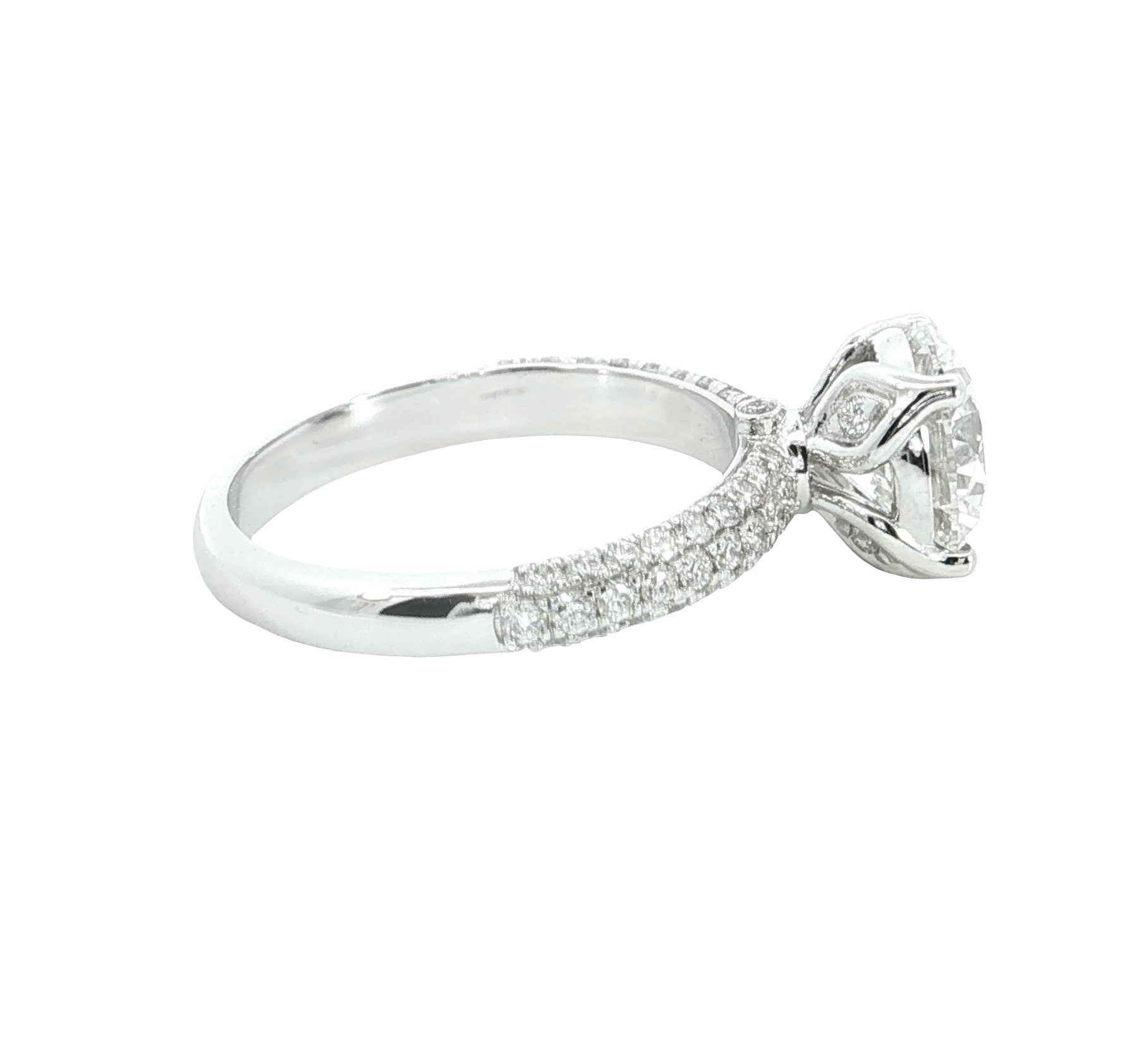 Round Brilliant cut  Lab grown Diamond  Engagement Ring with pave setting