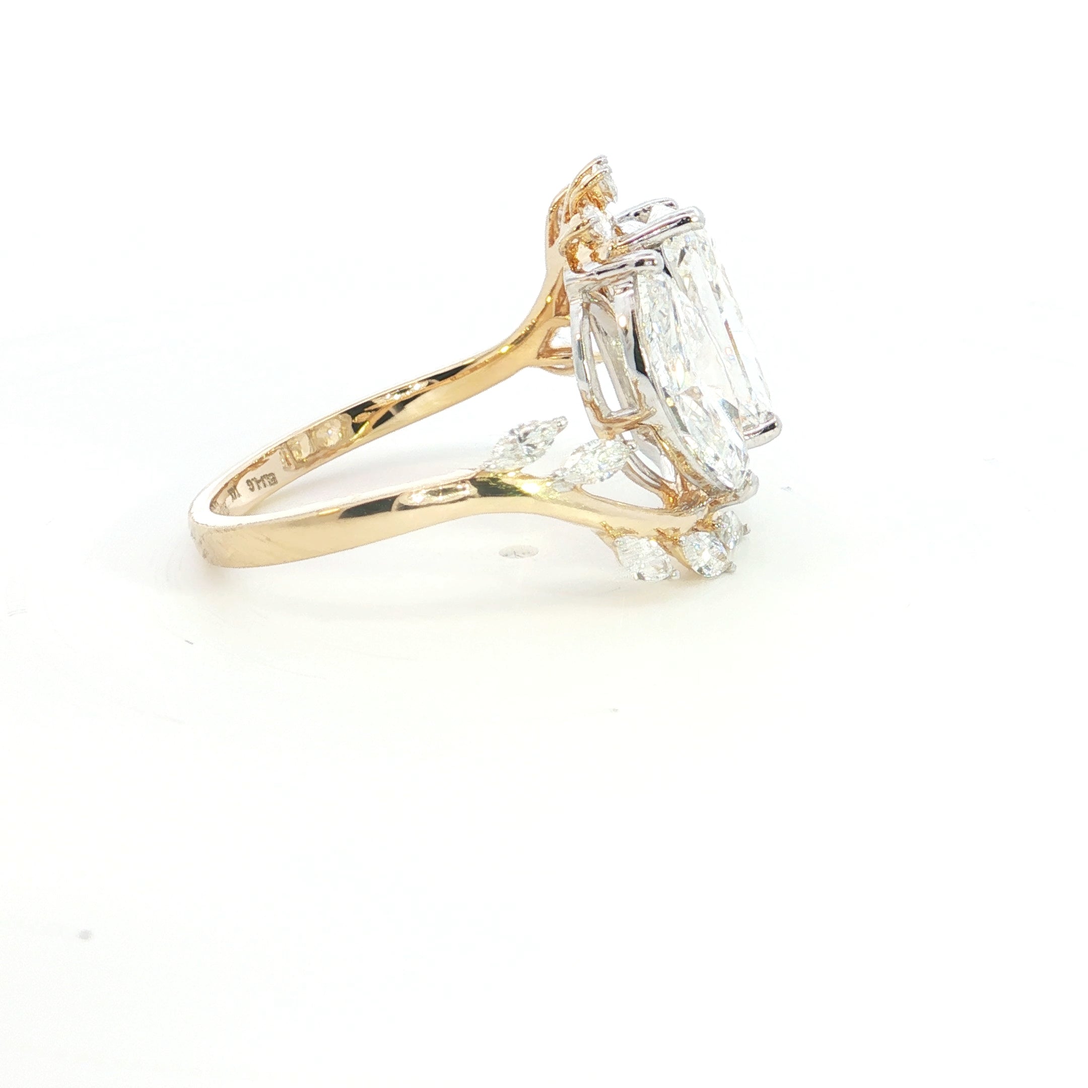adiant and marquise Cut Lab grown Diamond Two Stone Ring engagement ring