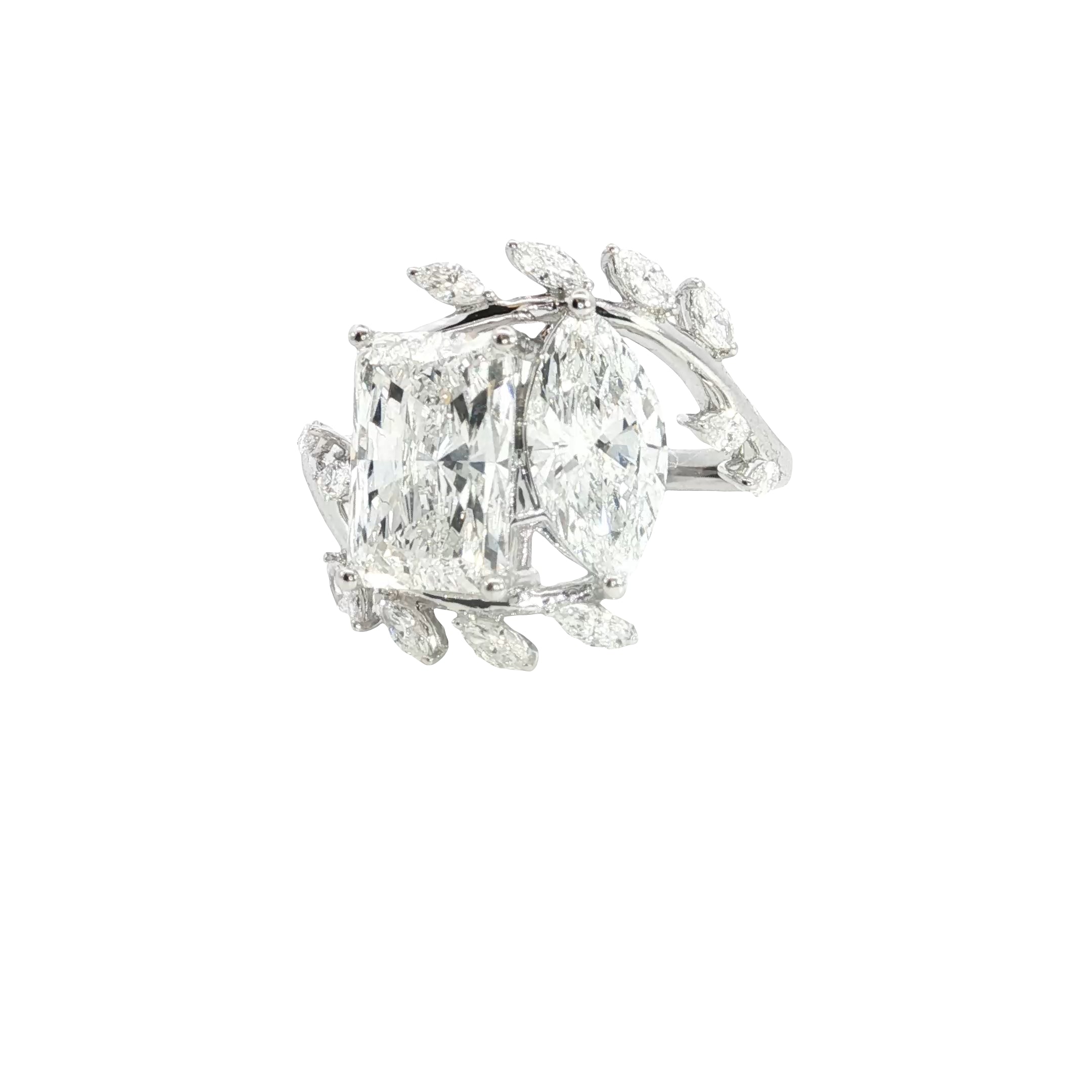 adiant and marquise Cut Lab grown Diamond Two Stone Ring engagement ring