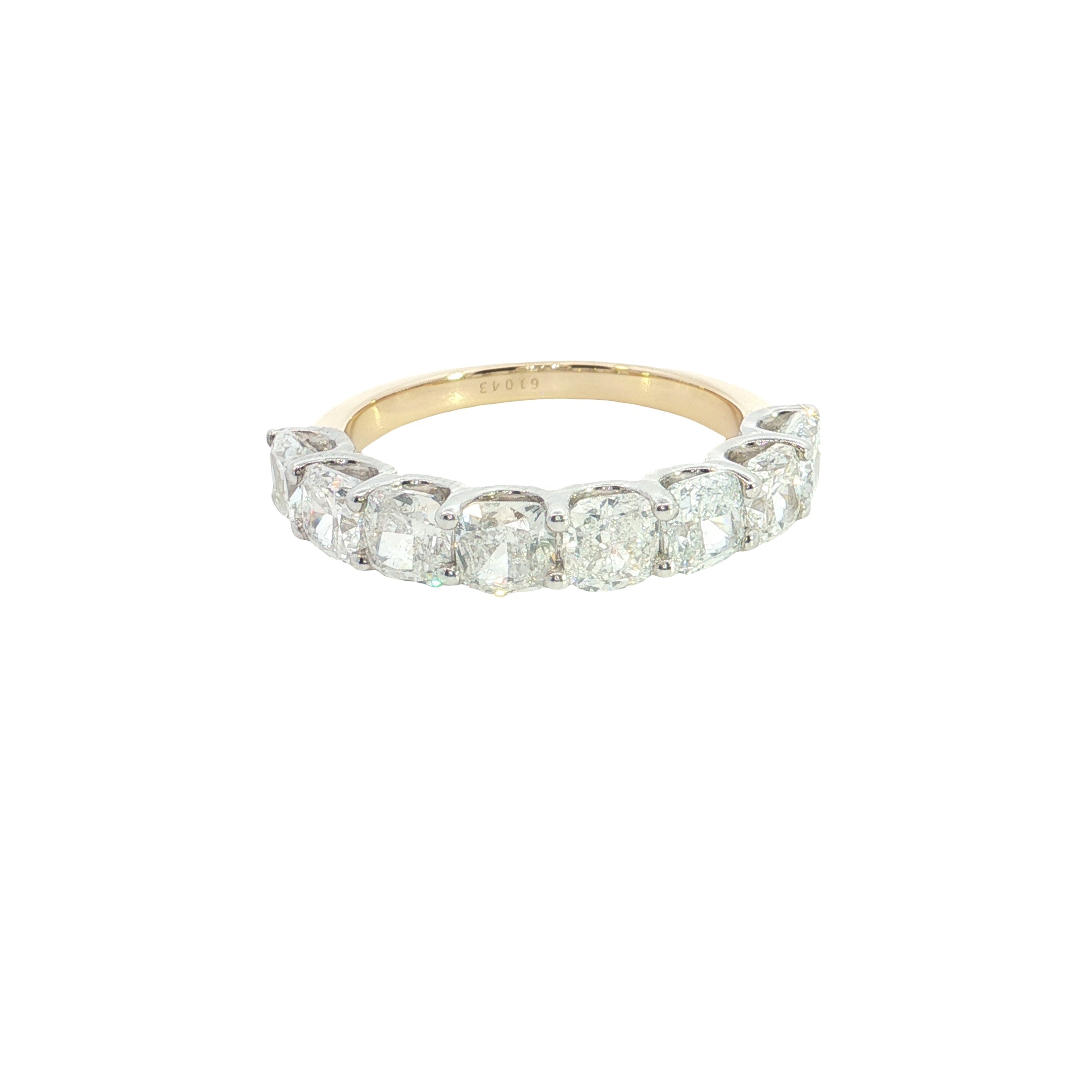 cushion cut lab grown diamond half eternity stackable ring band