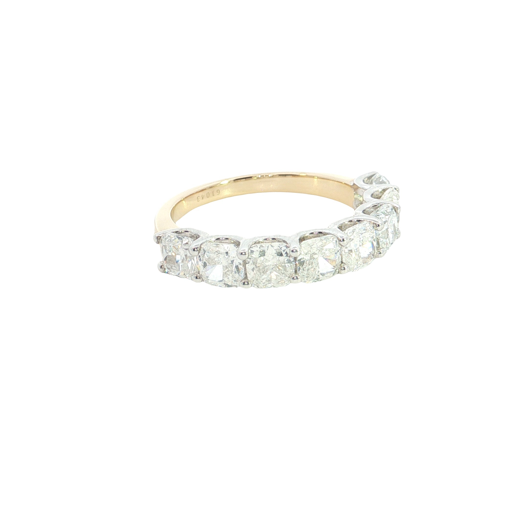 cushion cut lab grown diamond half eternity stackable ring band