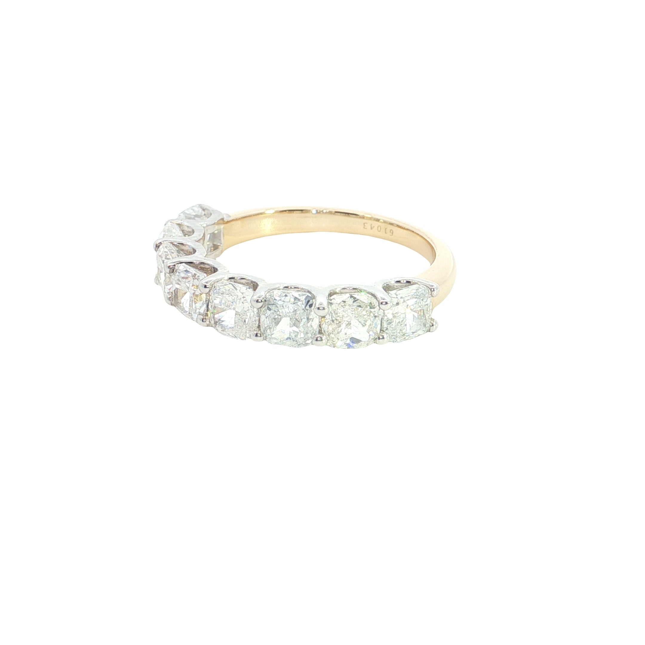 cushion cut lab grown diamond half eternity stackable ring band