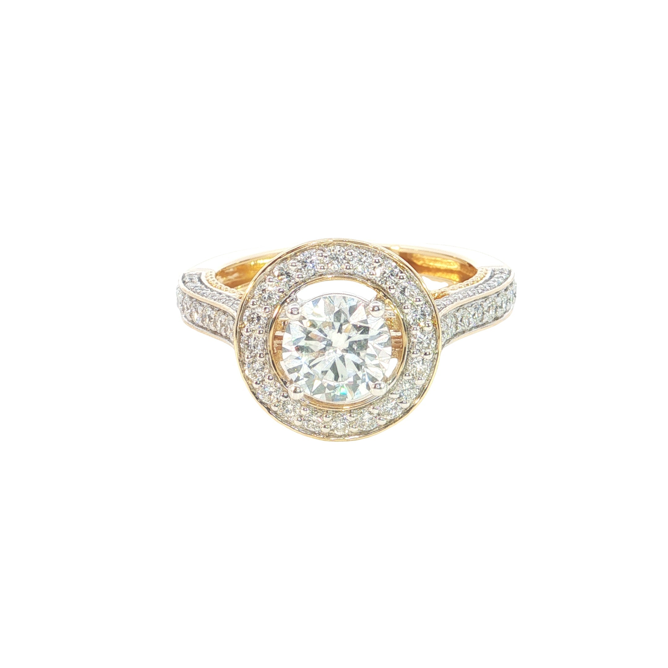 Round Brilliant cut  Lab grown Diamond  Engagement Ring with pave setting
