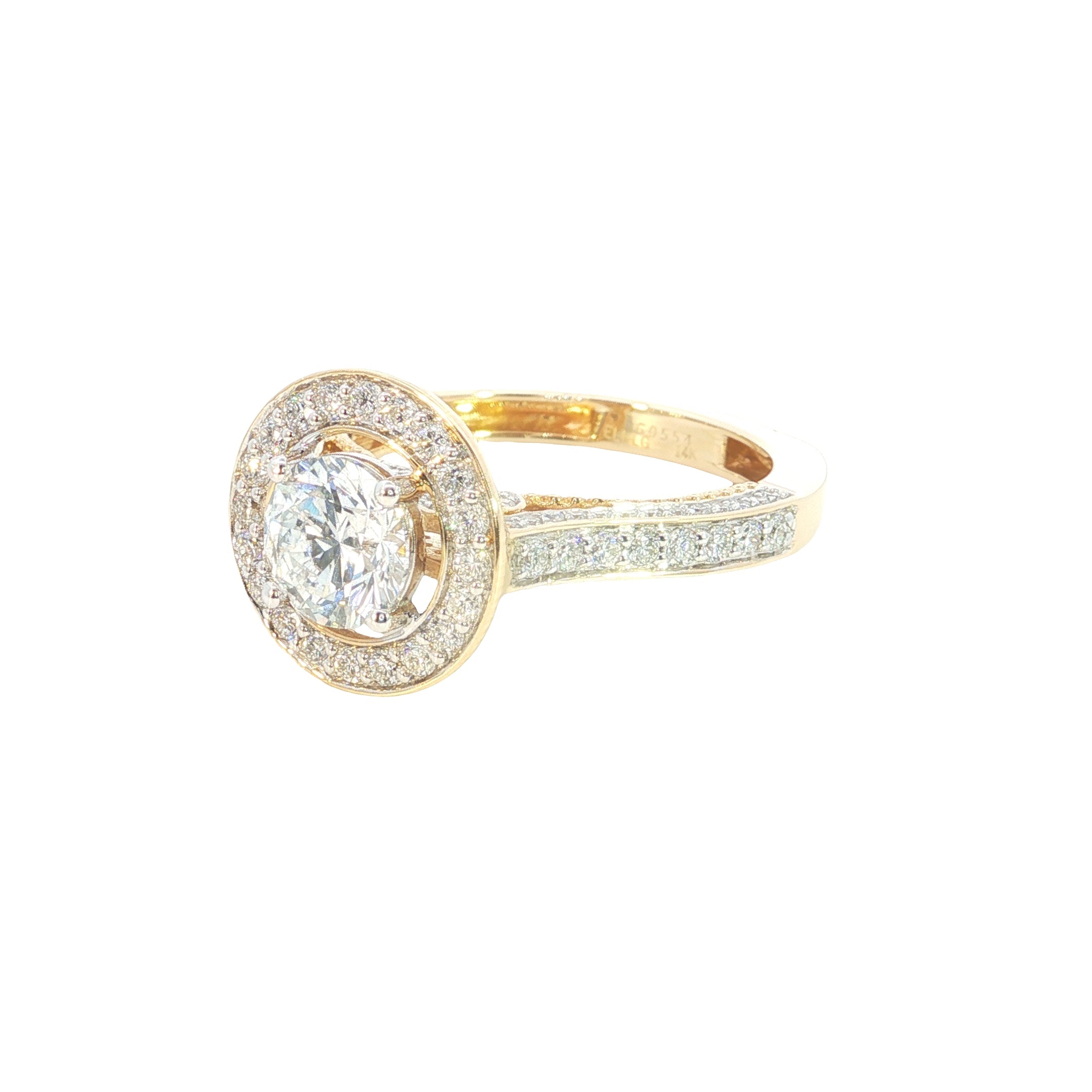 Round Brilliant cut  Lab grown Diamond  Engagement Ring with pave setting