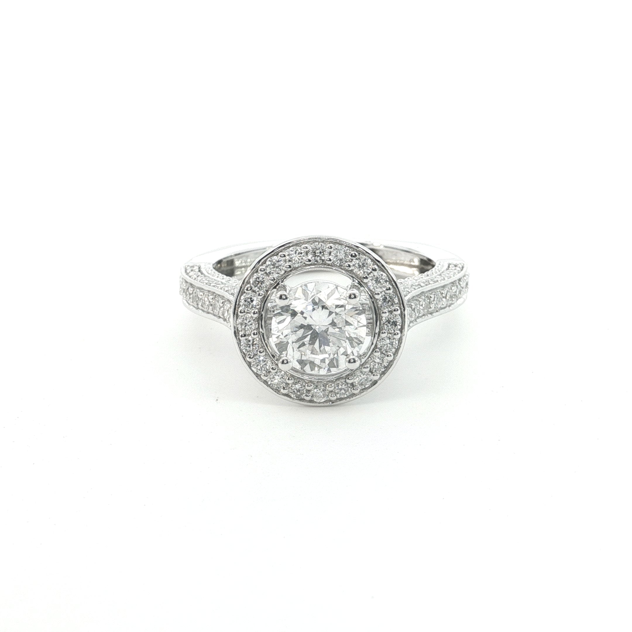 Round Brilliant cut  Lab grown Diamond  Engagement Ring with pave setting