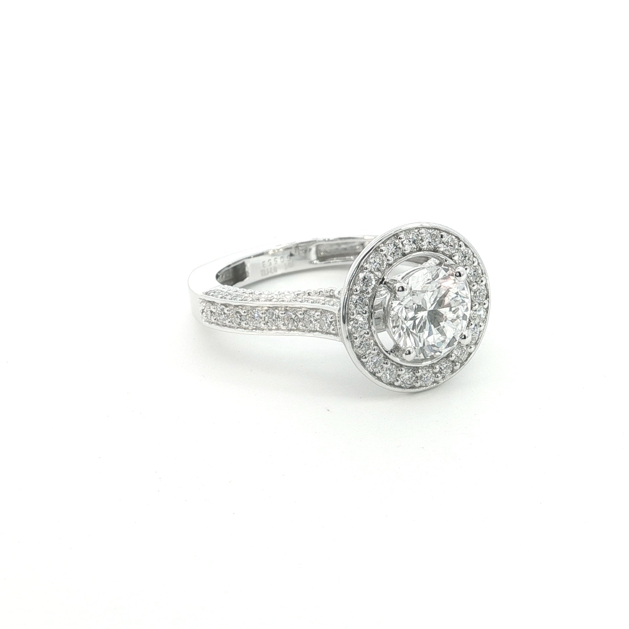Round Brilliant cut  Lab grown Diamond  Engagement Ring with pave setting