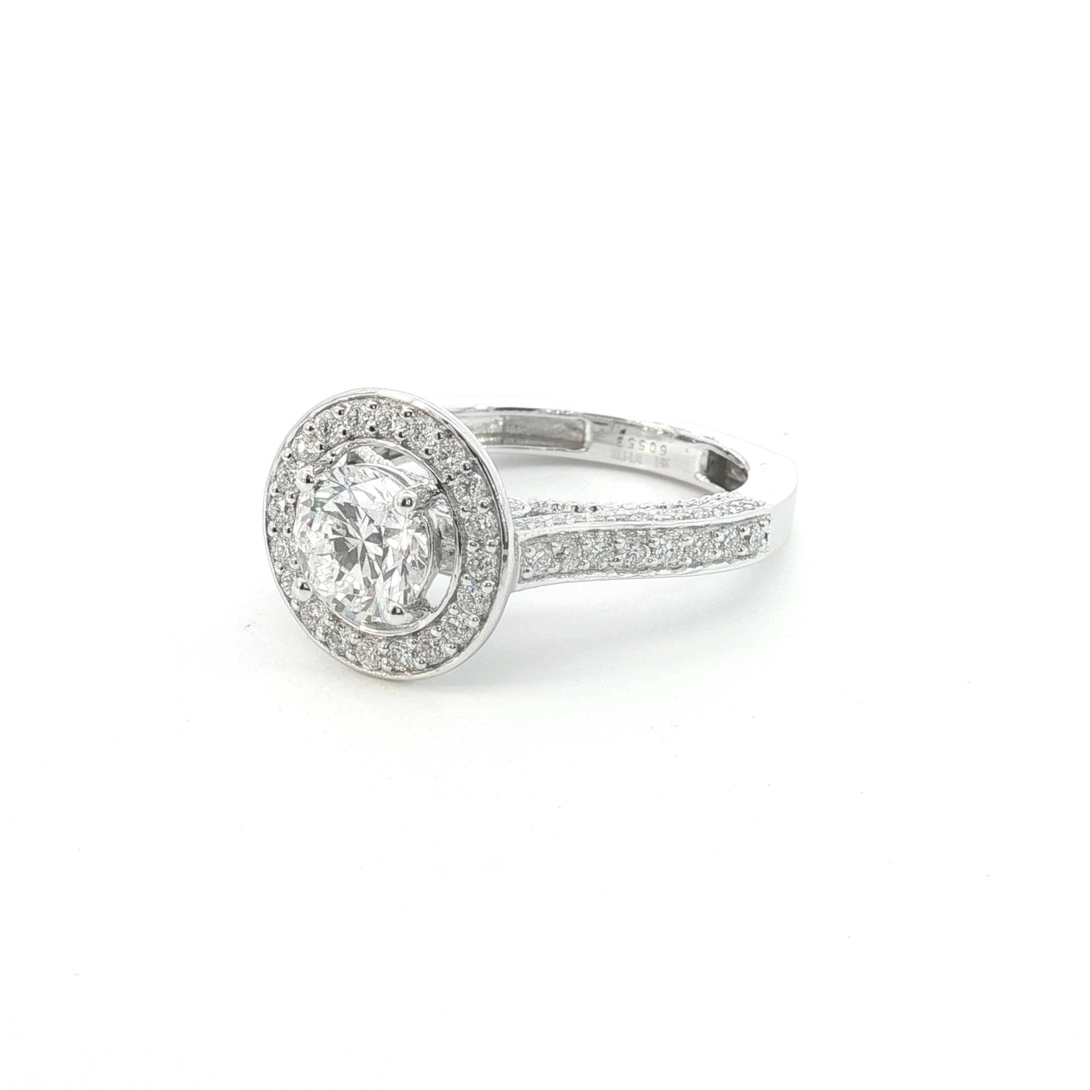 Round Brilliant cut  Lab grown Diamond  Engagement Ring with pave setting